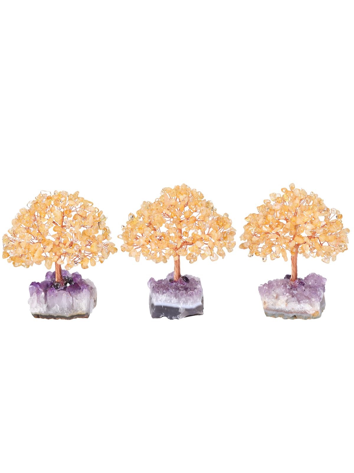 Natural Citrine Healing Crystal Money Tree on Amethyst Cluster Geode Druzy Ba…