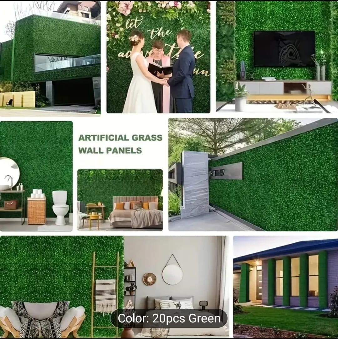 20pcs Artificial Plant Wall with Nylon Belt, Artificial Lawn for Home