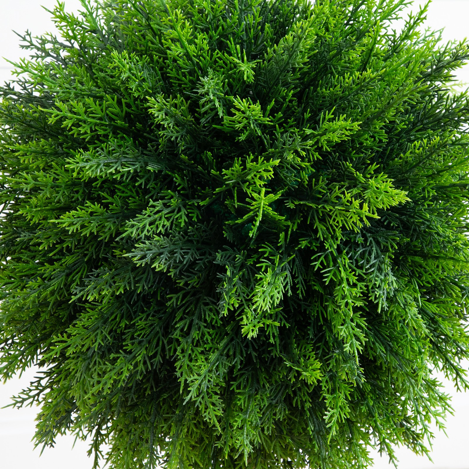 Nearly Natural 2.5ft UV Resistant Cedar Ball Topiary Tree in White Planter