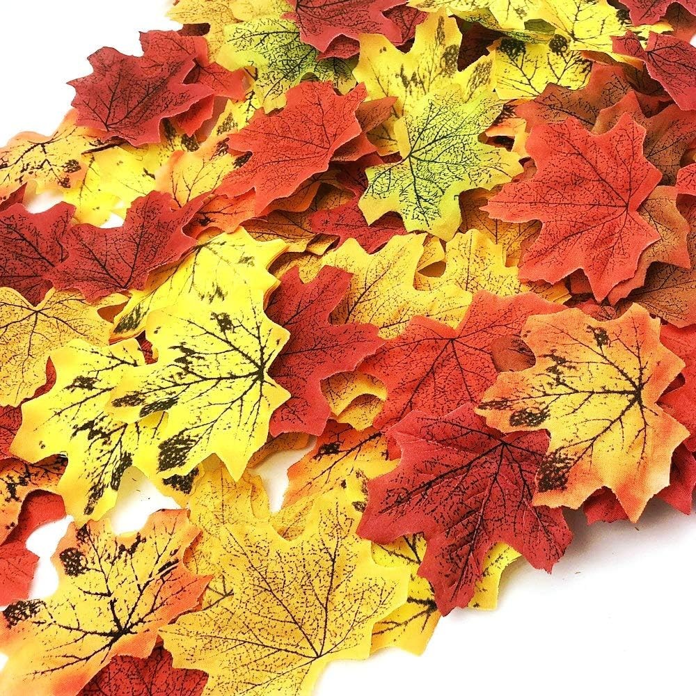 Multi-Colored 200 Pcs Fall Maple Leaves for Wedding & Thanksgiving Decorations