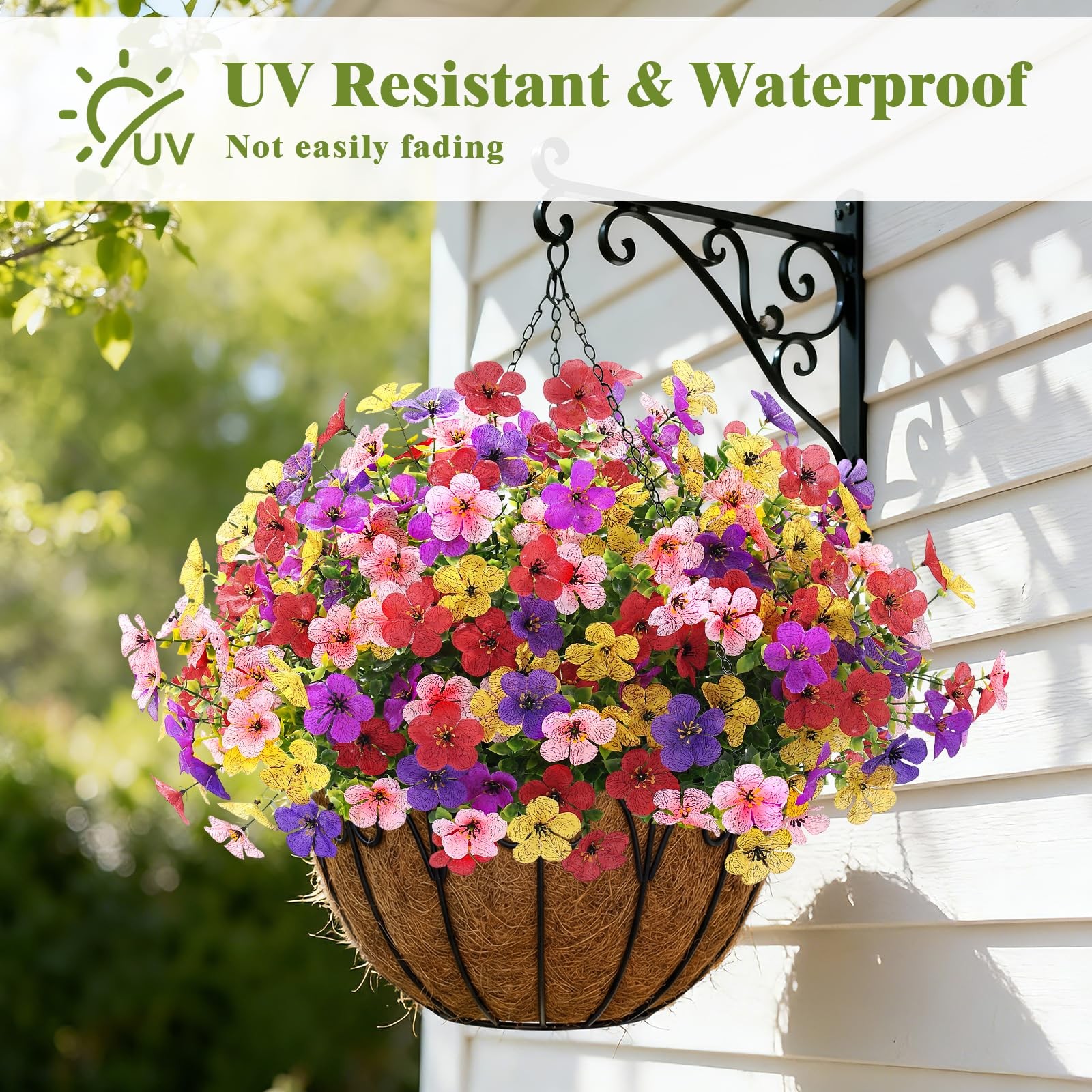 20 Bundles Artificial Flowers for Outdoor Indoor Decoration, UV Resistant No …