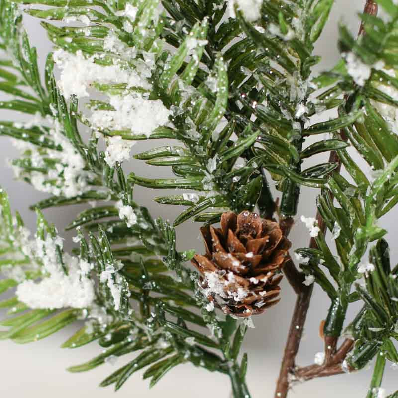 Lot of 2 Sparkling Snowy Artificial 20″ Hemlock Pine Sprays with Pine Cones