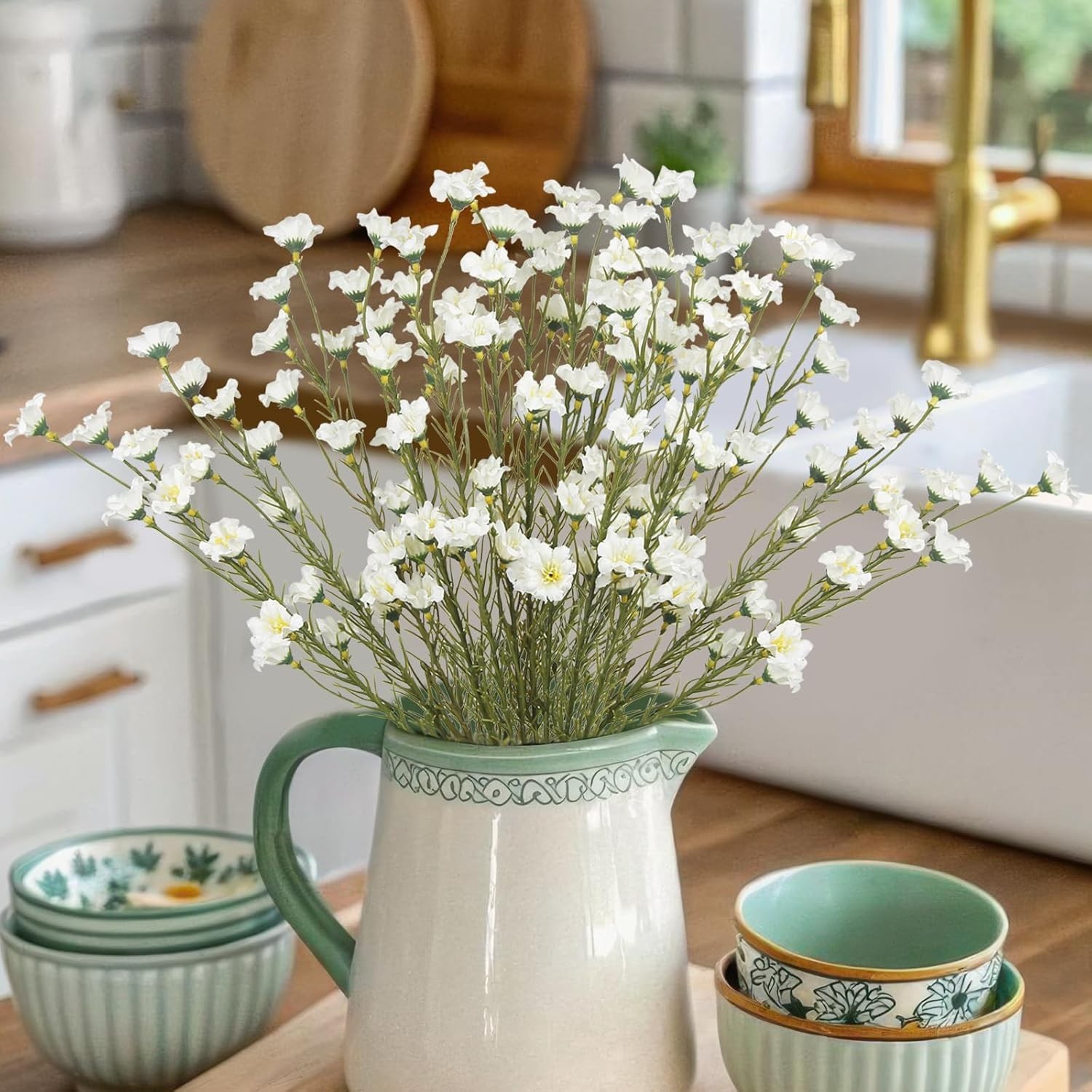 10 Pcs Artificial Wildflowers with Stems Bulk Silk Spring Flowers 21 Inch Fake F