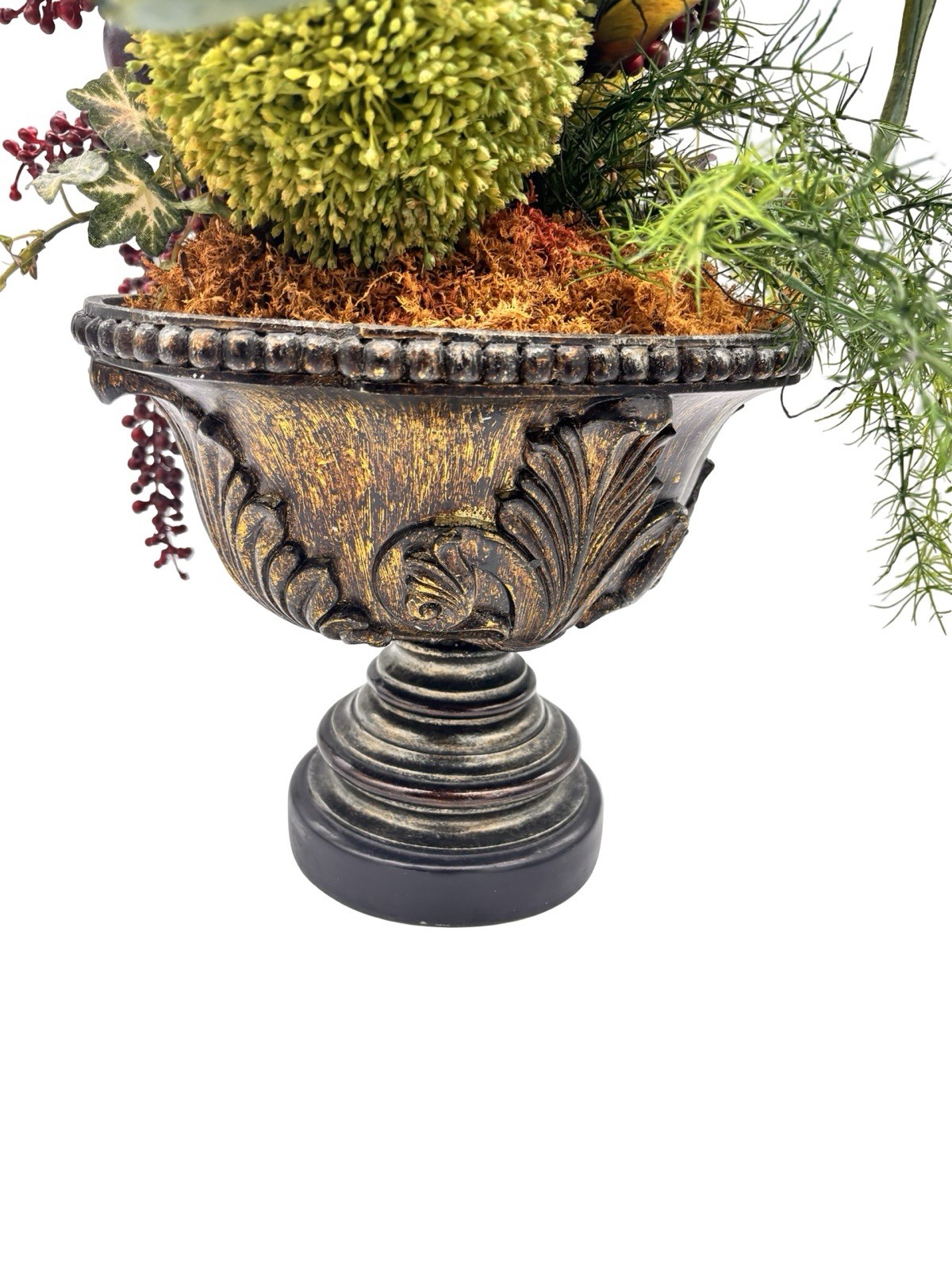 Botanical Floral Design In Black Urn