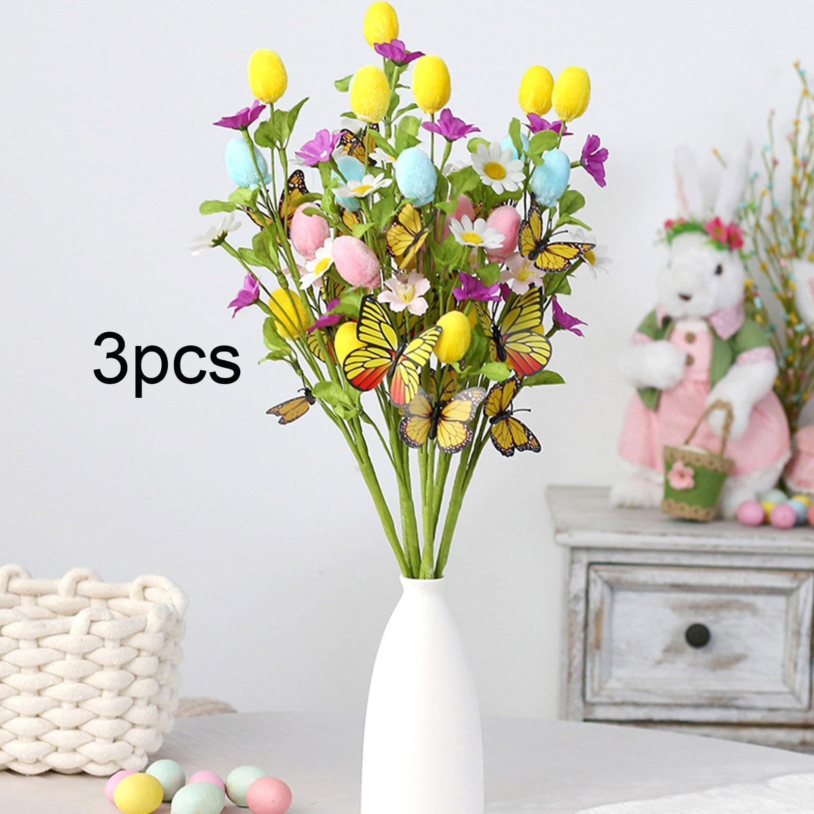 3Pcs Artificial Egg Flower Picks for Vase Premium Versatile Easter Egg Picks