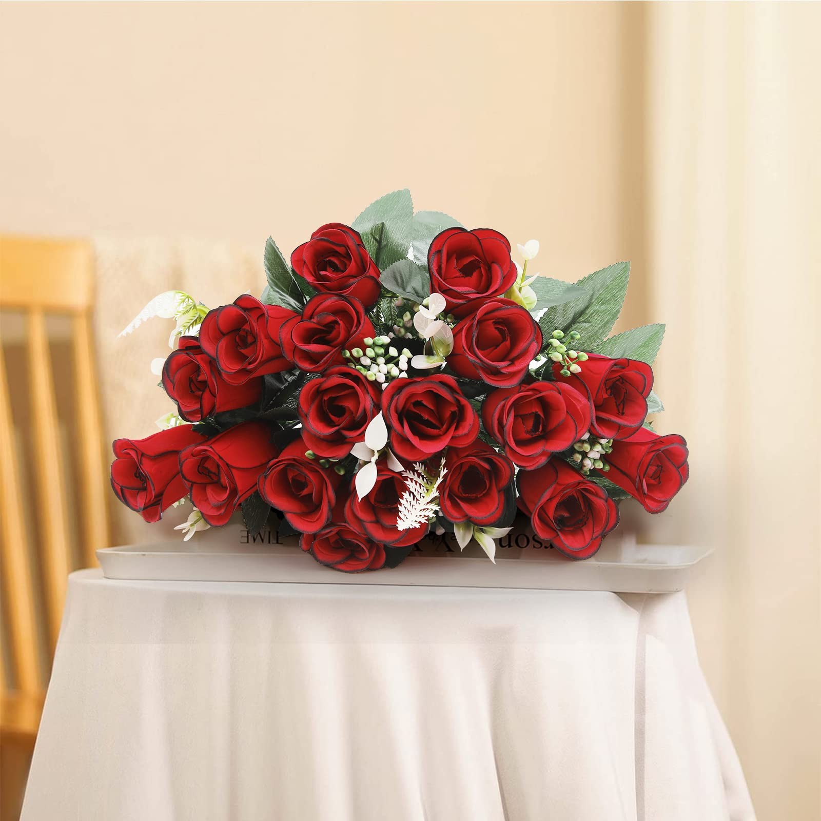 U’Artlines 2Pcs Artificial Cemetery Flowers for Grave Silk Memorial Red Rose …