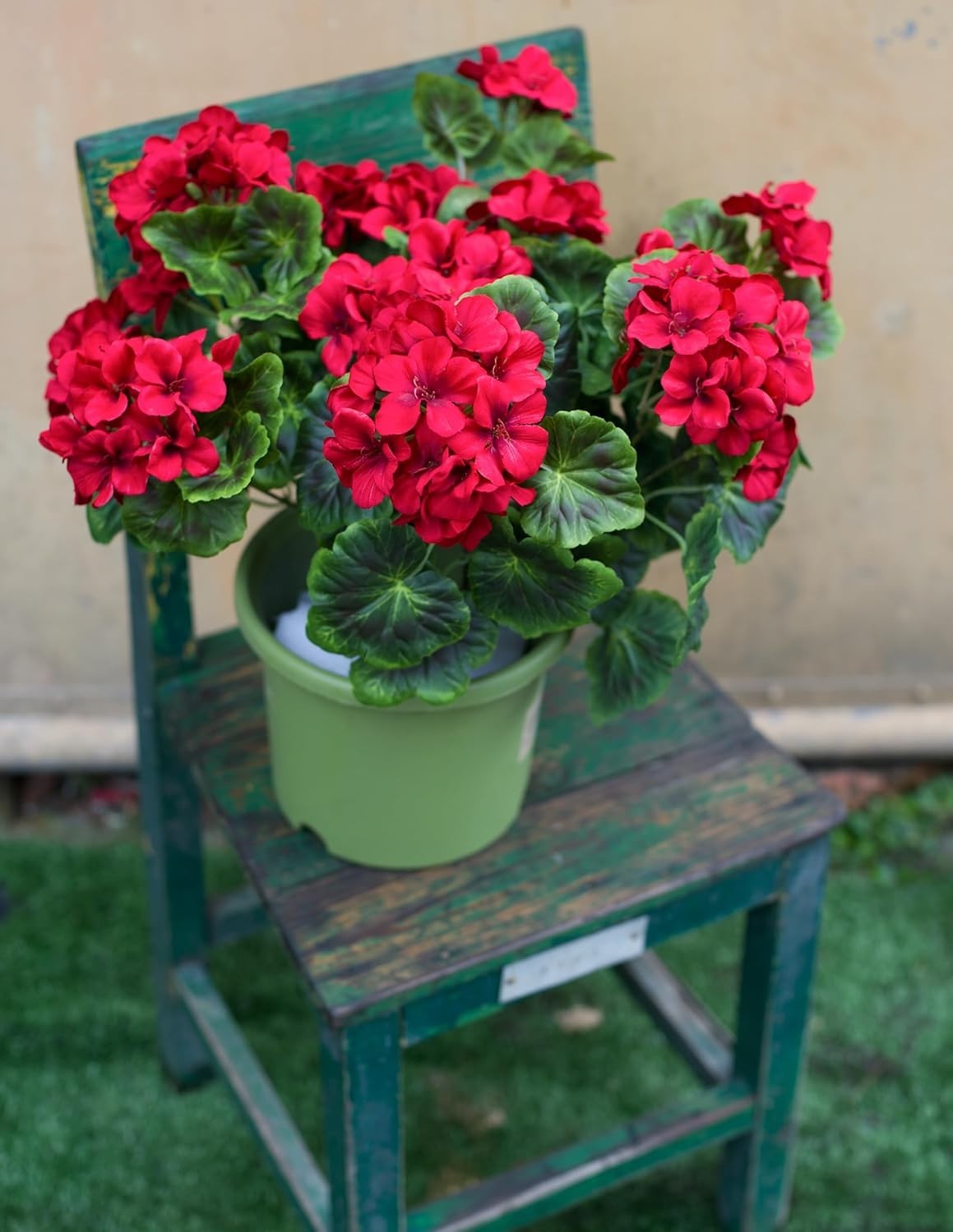 Artificial Geraniums 19” Silk Flowers Hanging Basket Home Decor Red