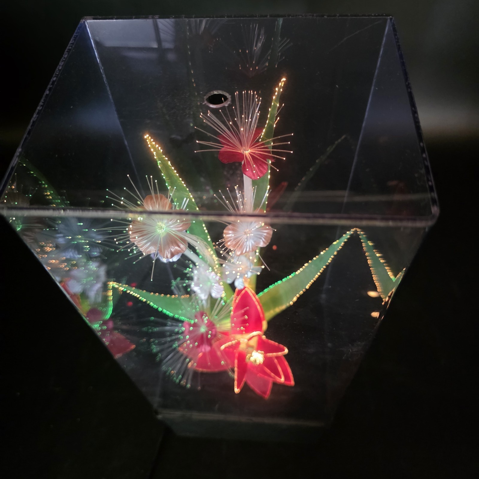 Vintage Fiber Optic Flower Musical Lamp Light Floral Display Taiwan Decor
