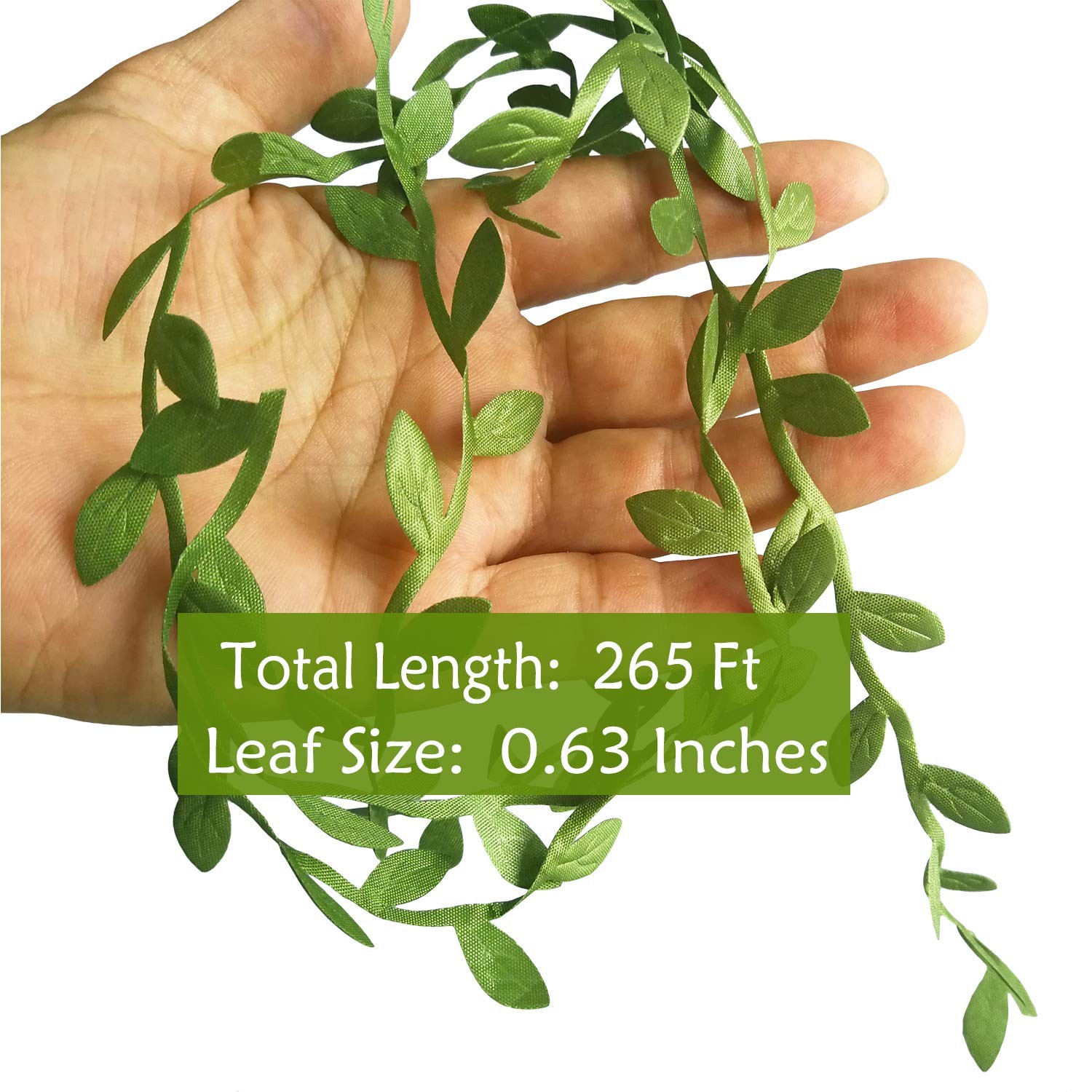 265 Ft Leaf Ribbon, Artificial Vines Leaves String Trim Ribbon Wild Jungle Bo…
