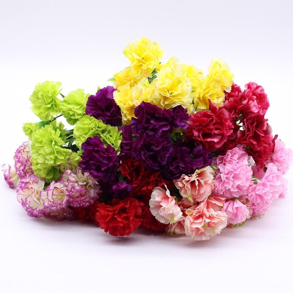 1PC Bright Artificial Carnation Fake Flower Bush Bouquet Home Wedding Decor