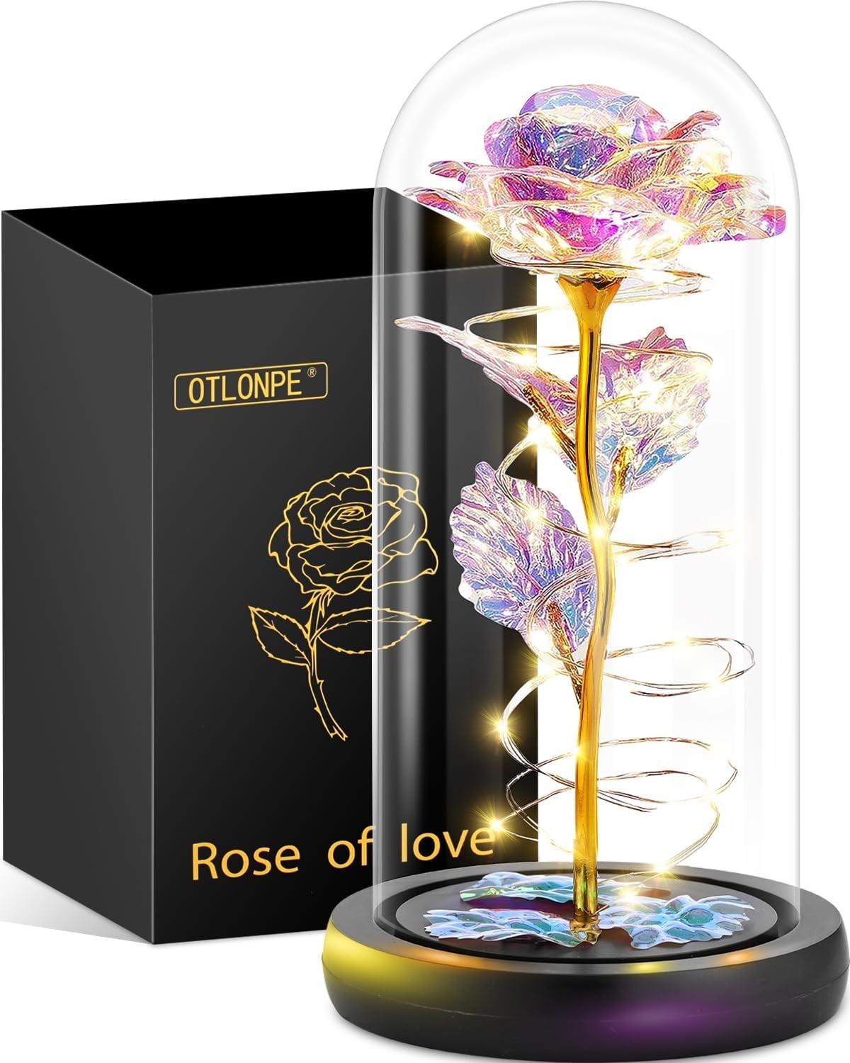 Charming Colorful Rose Flower Lamp – Cordless Decor & Constant Reminder of Love