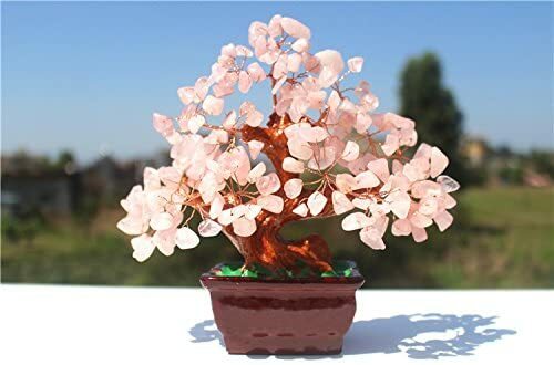 Rose Quartz Tree of Life Feng Shui Money Tree Bonsai Positive Energy Home Decor