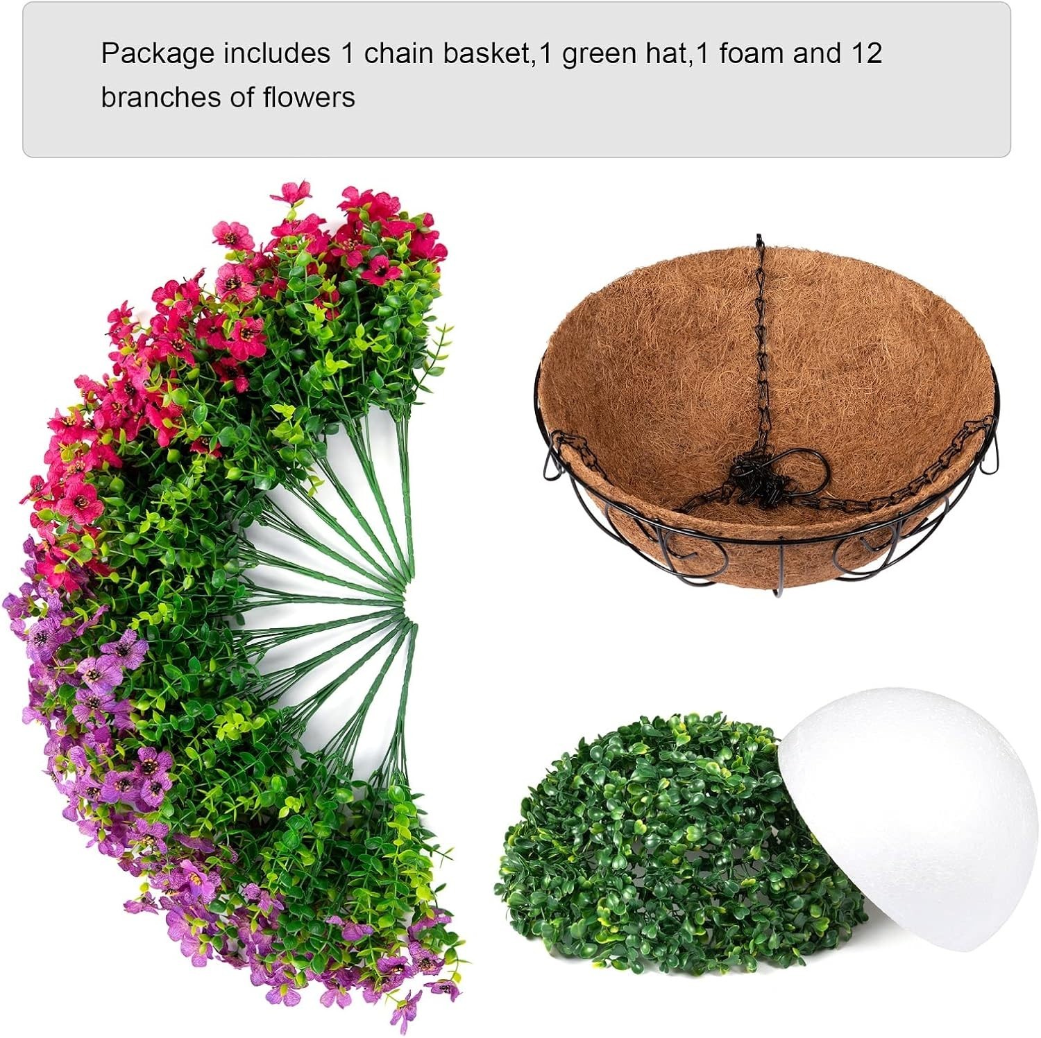 Elegant Silk Daisy Eucalyptus Hanging Basket – Perfect for Porches & Patios