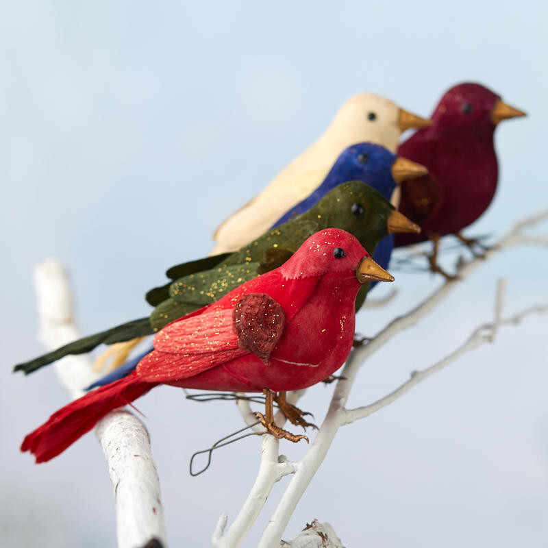 Bulk Package of 12 Multicolored Paper Twist 5″ Chickadee Birds