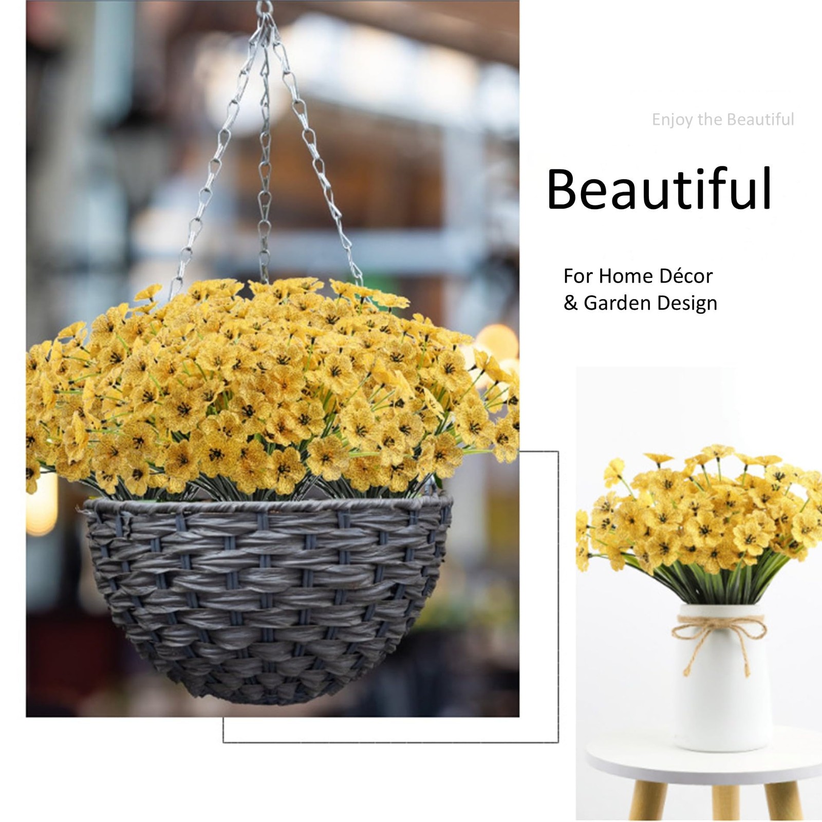 12 Bundles Yellow Artificial Flowers Faux Floral, No Fade Faux Flowers Fake P…