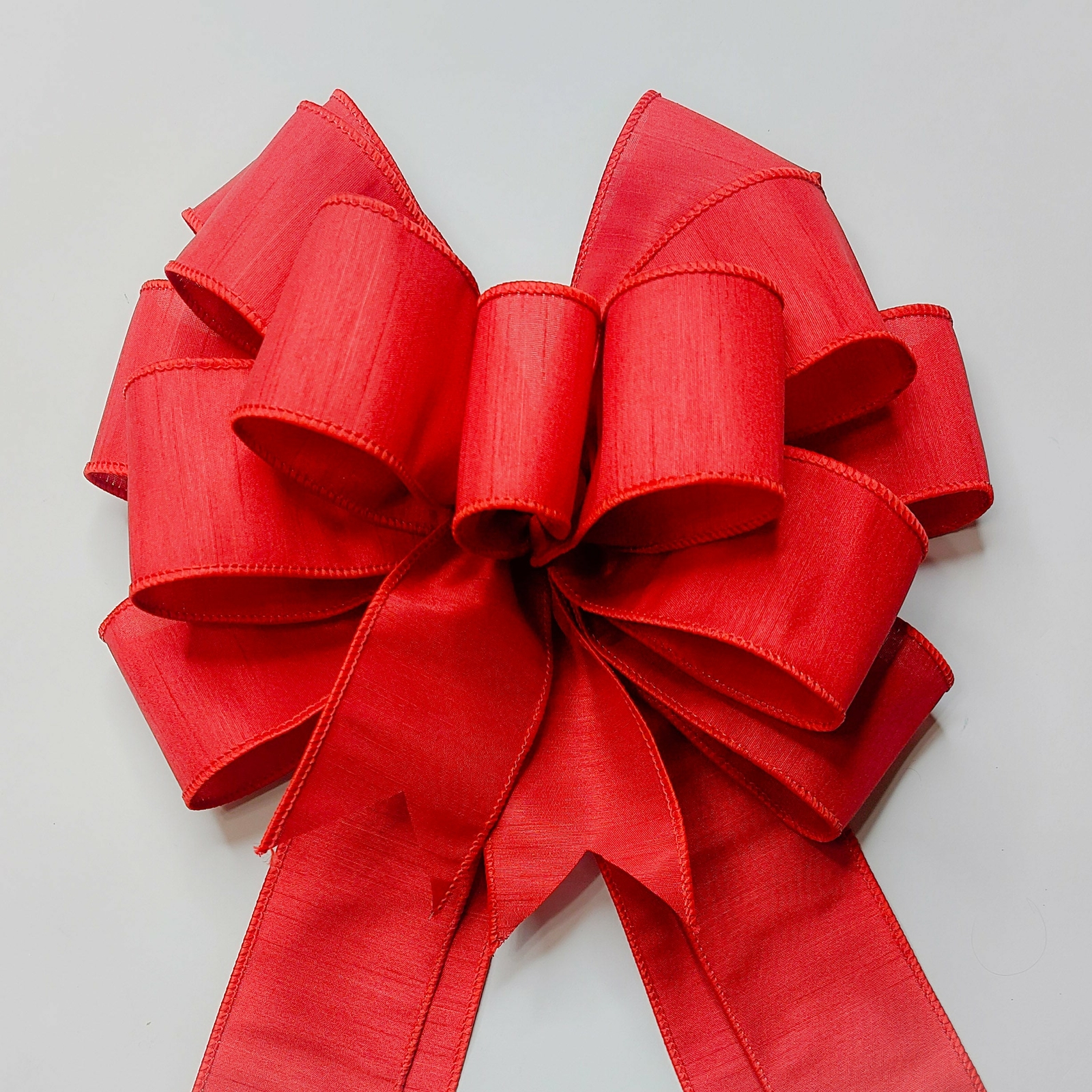 Red Dupioni Wreath Bow, Spring Bow, Wedding Bow, Christmas Bow