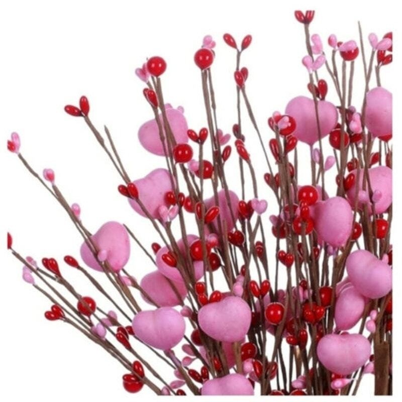 Pink and Red Hearts and Red Pips Valentine’s Day Floral Stem Spray Pick Decor