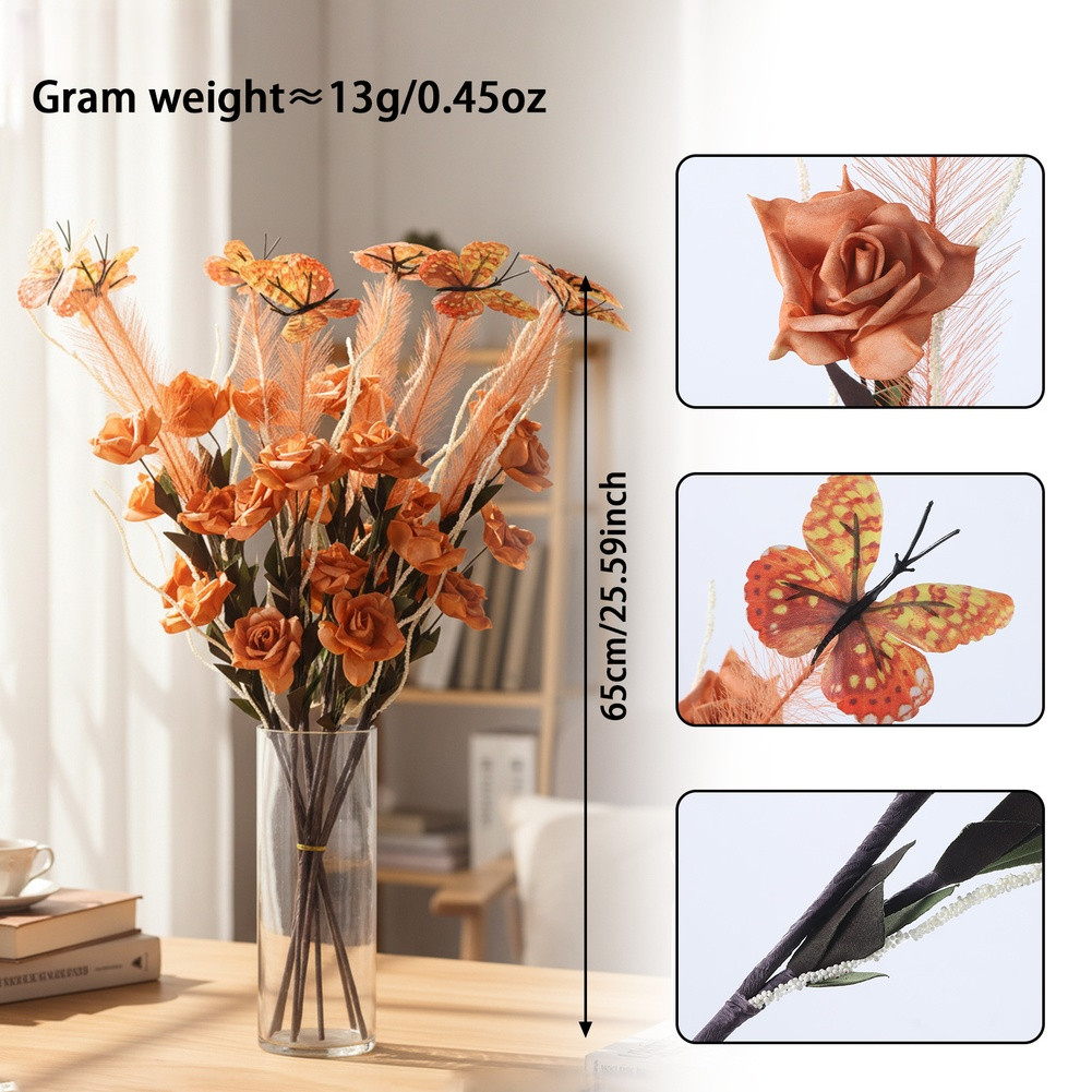 Artificial Reed Flower Bouquet for Wedding Home Office Decor White Pink Yellow