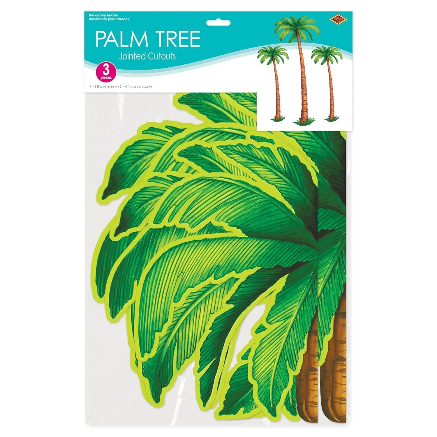 Tropical Palm Tree Cutouts – Luau Wall Decor, 3-Pack