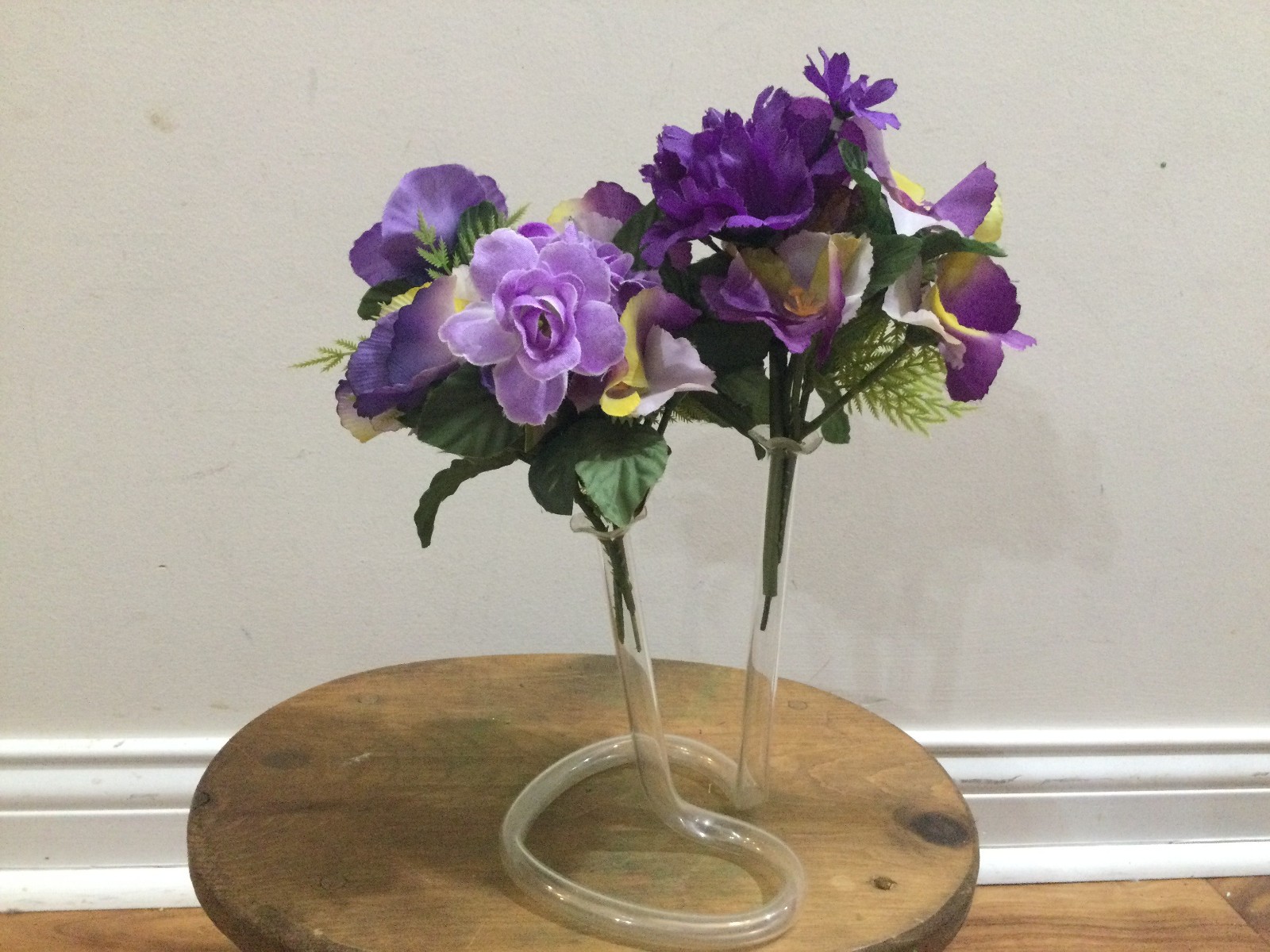 art. pansy arrangemen Double Tube Bud Clear Art HandBlown Glass Propagation Vase