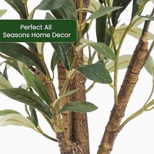 Artificial Fake Olive Tree 4FT TallPack Faux Silk Olive Tree for Home 4ft 1