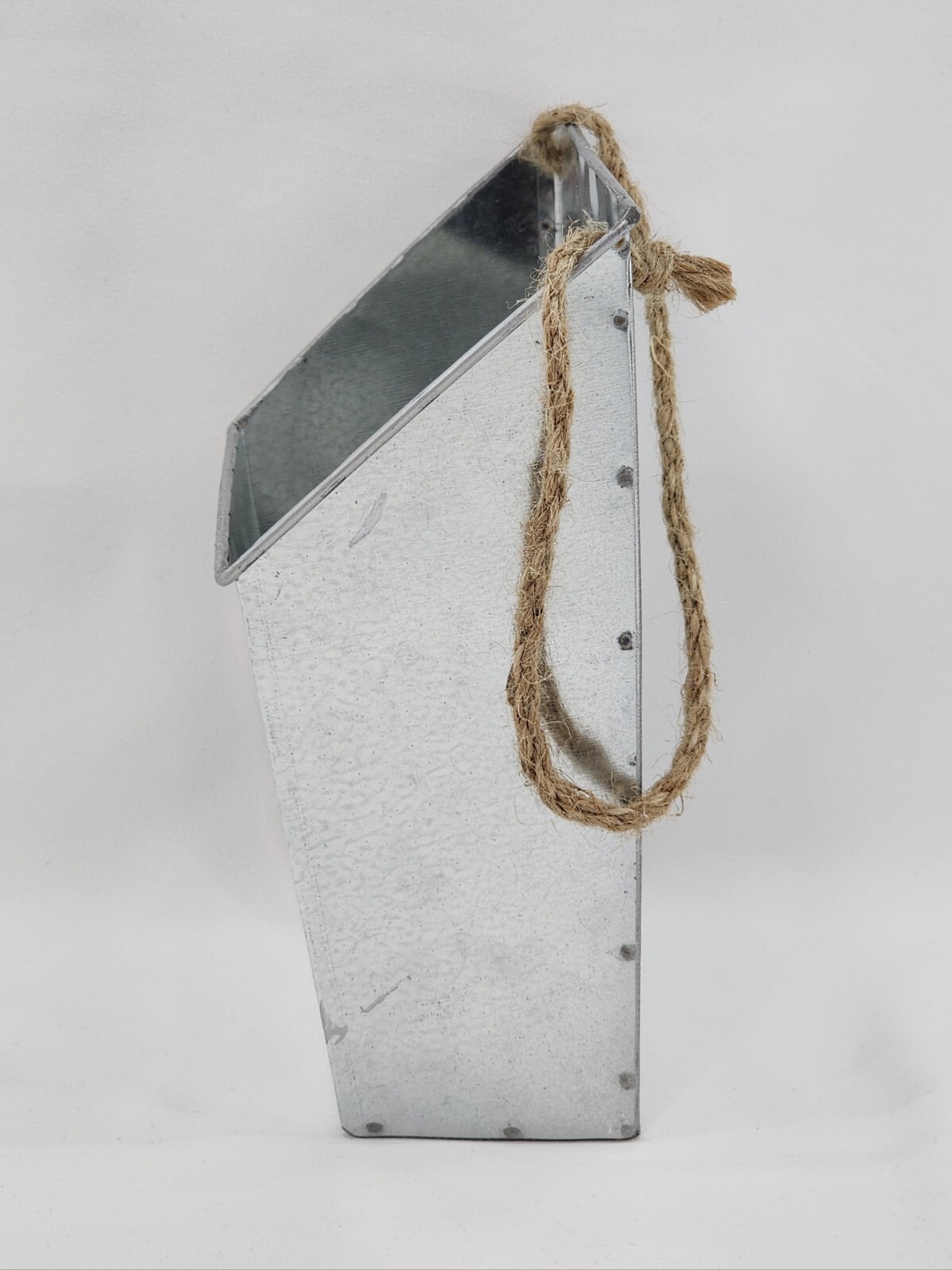 Galvanized Steel Faux Flower Hanging Bucket w/ Name Plate Drop Face