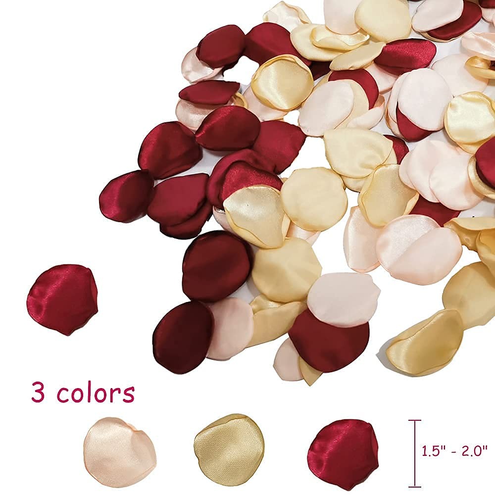 200 PCS Silk Rose Petals Burgundy Gold Pink Fake Flower Wedding Centerpiece