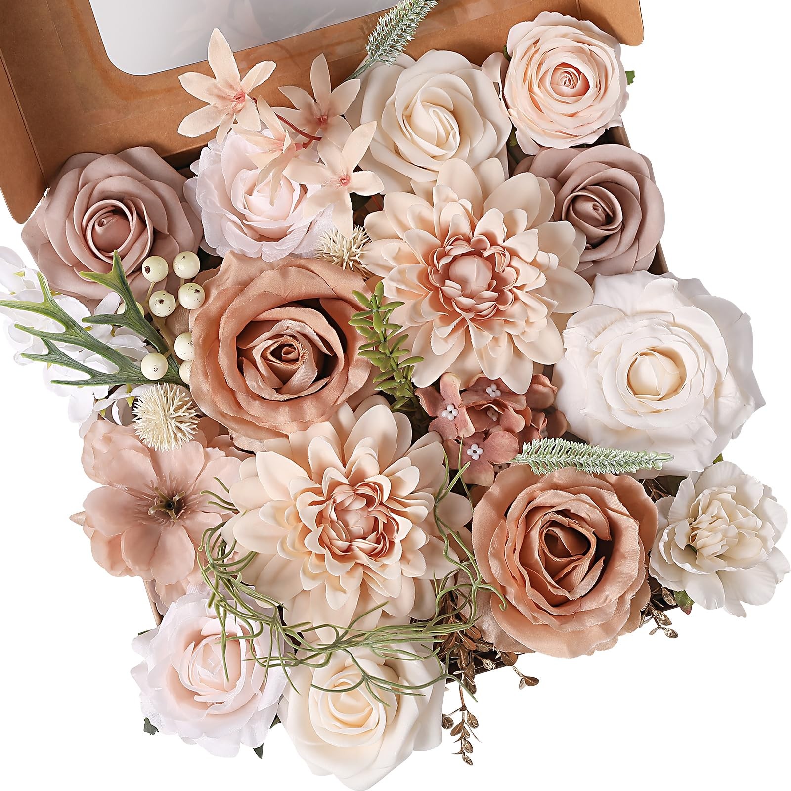 Artificial Flowers Rose Flowers Dahlia with Stems for DIY Wedding Bridal Bouq…
