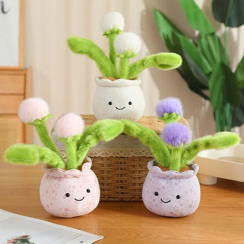 Cute Plush Dandelion Potted Plant Decor Soft Fluffy Faux Flower Ornament Gifts