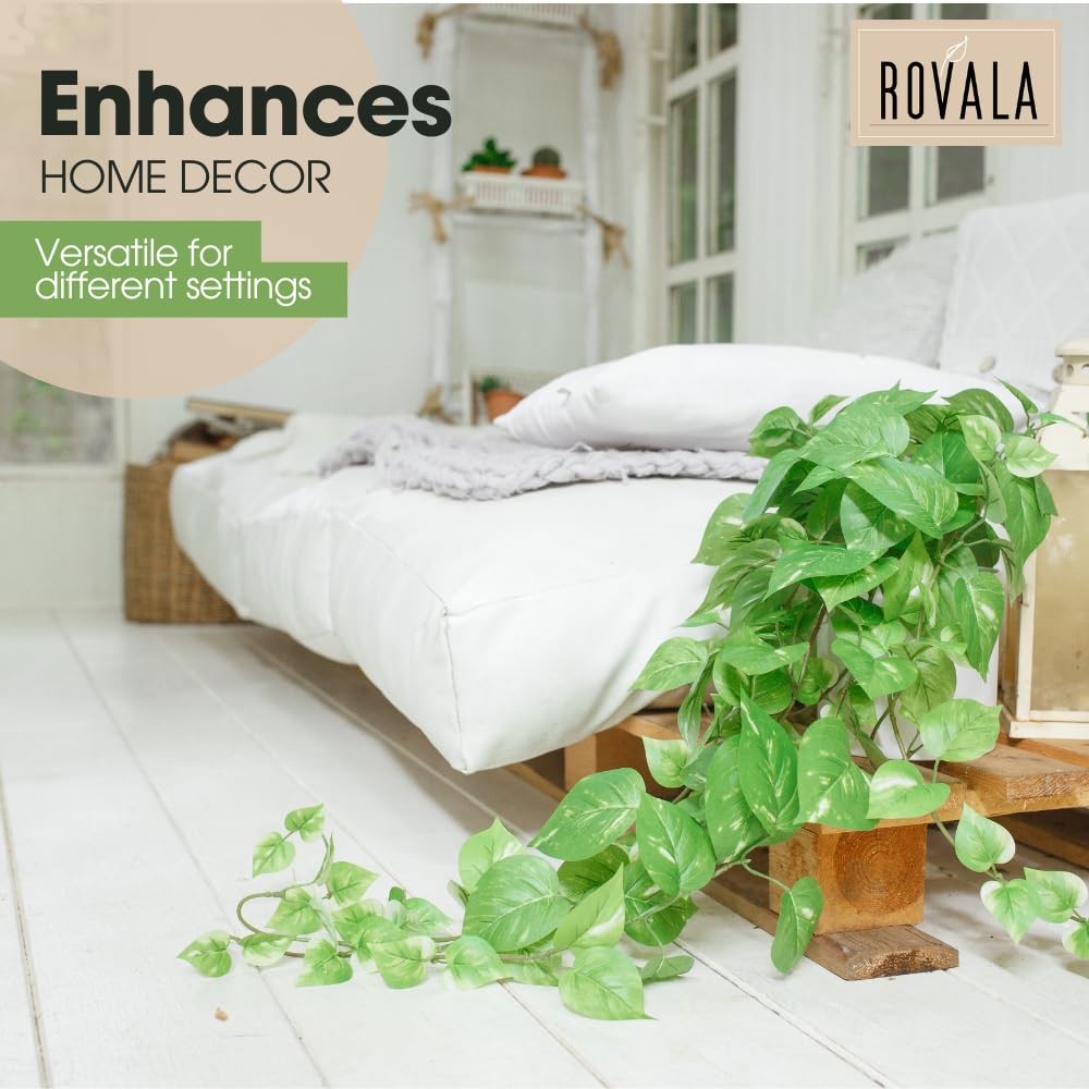 ROVALA Silk Plants for Home Decor Indoor in Pot Realistic Artificial Plants F…
