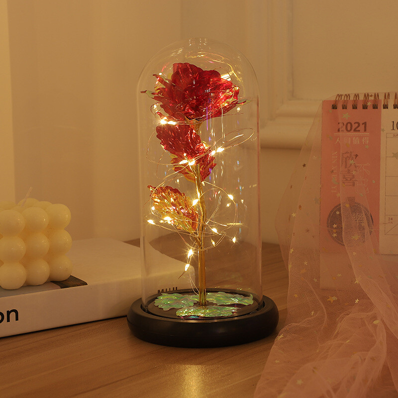 LED Eternal Galaxy Rose in Glass Enchanted Forever Flower Thanksgiving Xmas Gift
