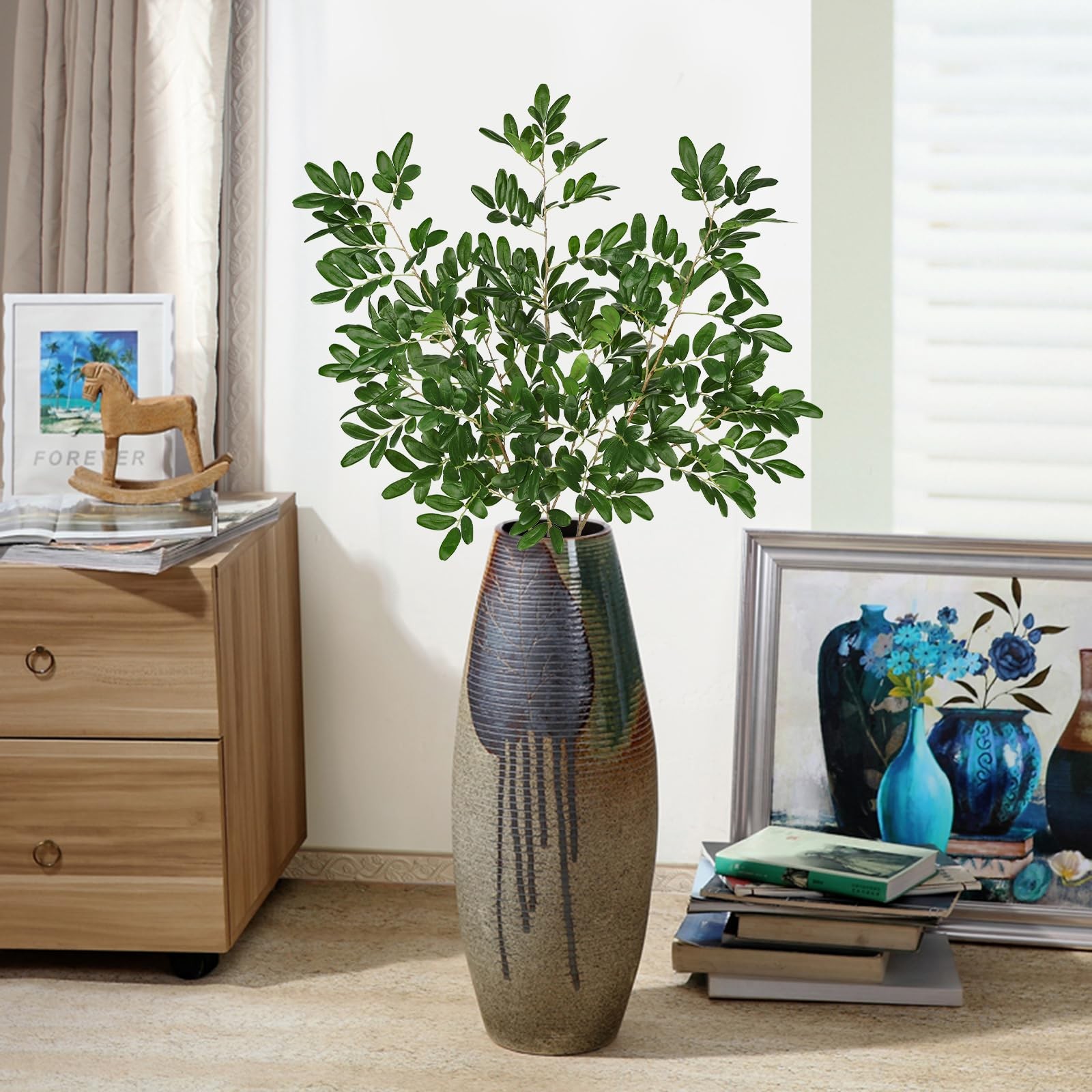 37.8″ Artificial Greenery Stems for Tall Vase, Faux Stems and Branches for Va…