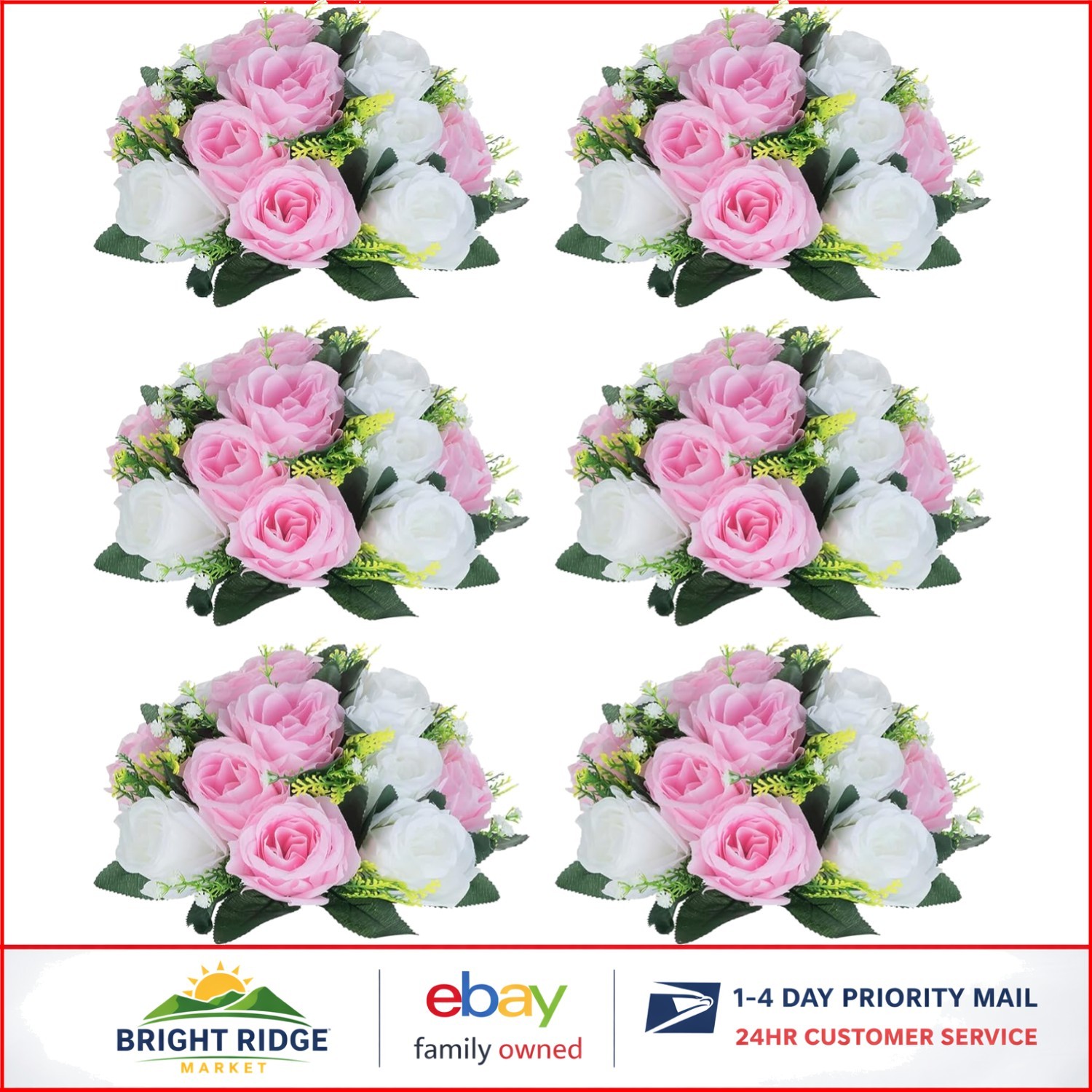 6 Pcs Pink and White Artificial Flower Balls for Wedding Table Centerpieces