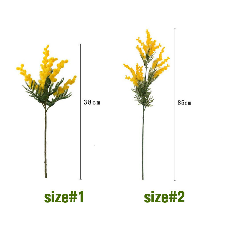 1xArtificial Fake Silk Flower Golden Yellow Wattle Flower Stem Australian Native
