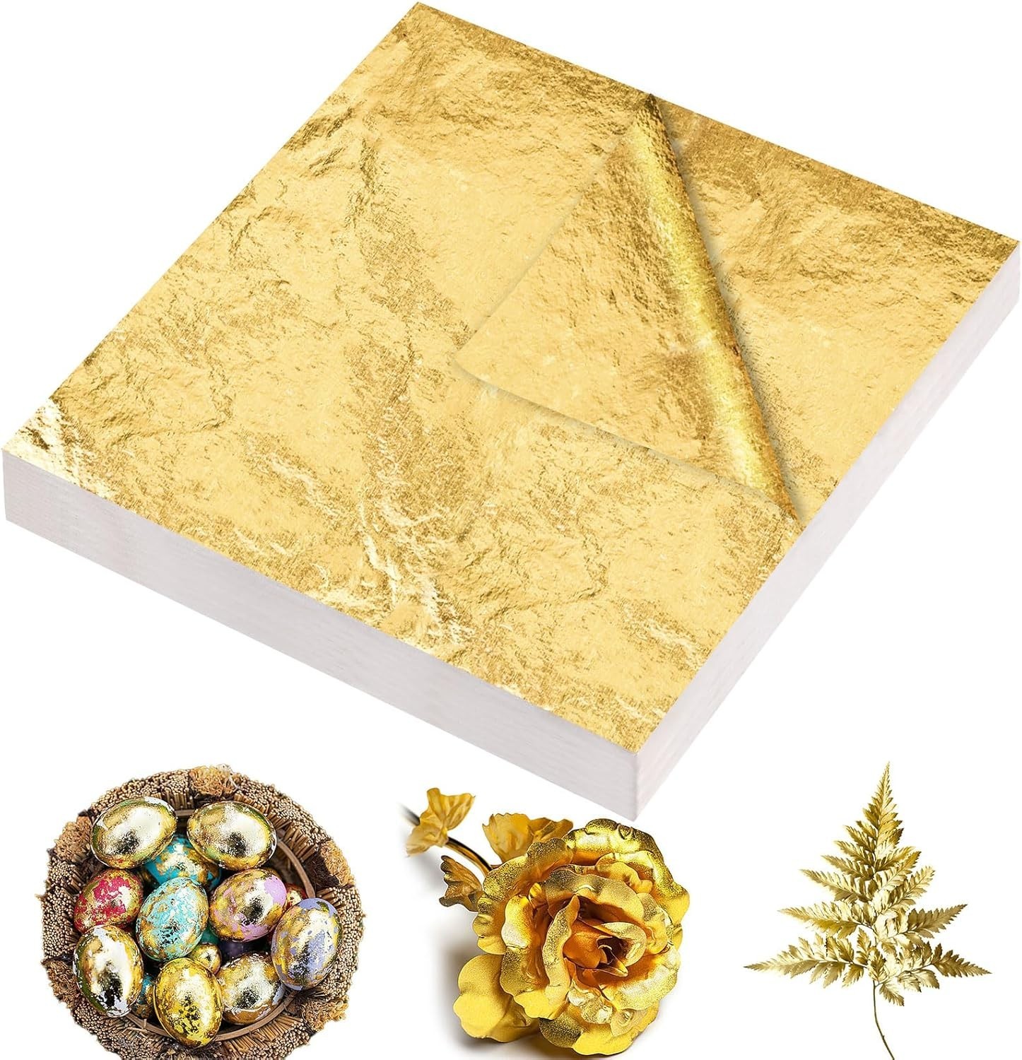 200 Hojas De Pan De Oro De Imitacion Para Artes, Manualidades Doradas, Decor NEW