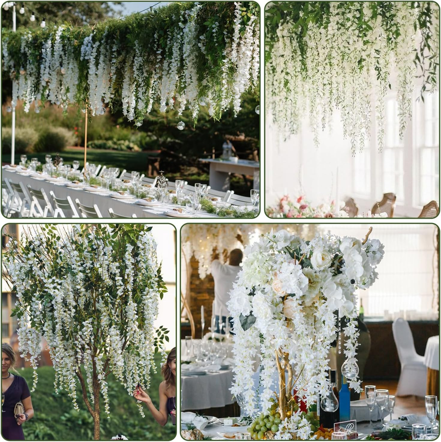Wisteria Hanging Flowers,12 Pack Fake Hanging Flowers,Wisteria Artificiales Garl