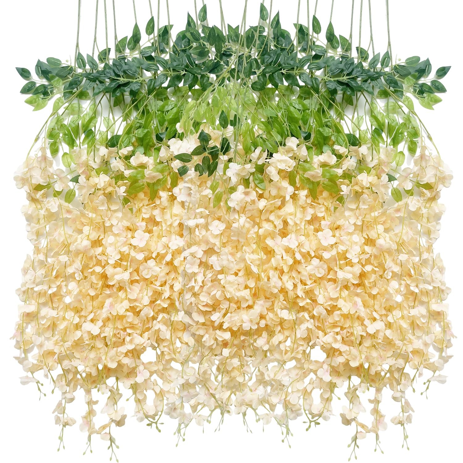 Artificial Wisteria Hanging Flowers-Fake Wisteria Flower Garland Silk Vines R…