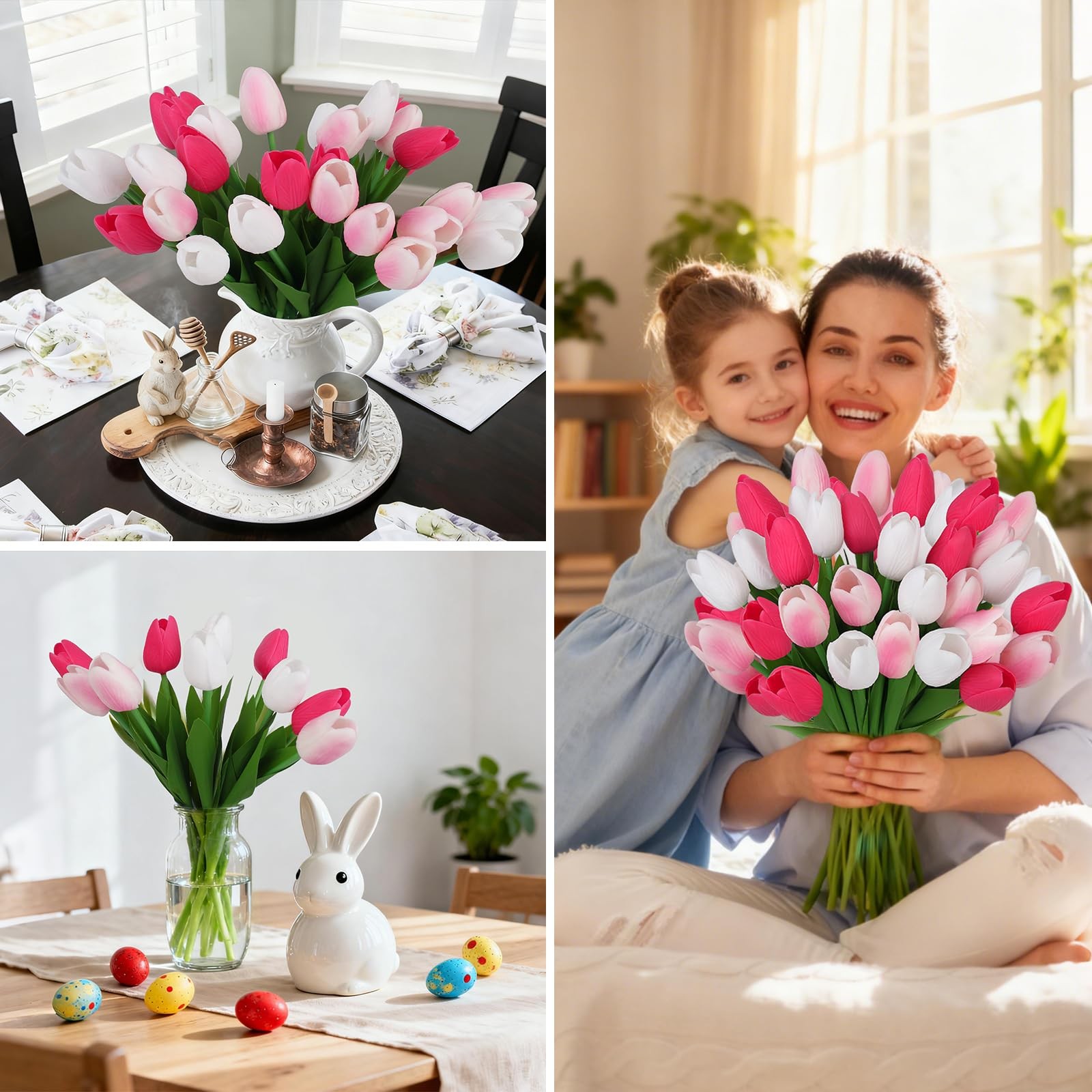 APPOK Artificial Tulips Flowers Fake Latex Tulip Stems – 30pcs Real Touch Fau…