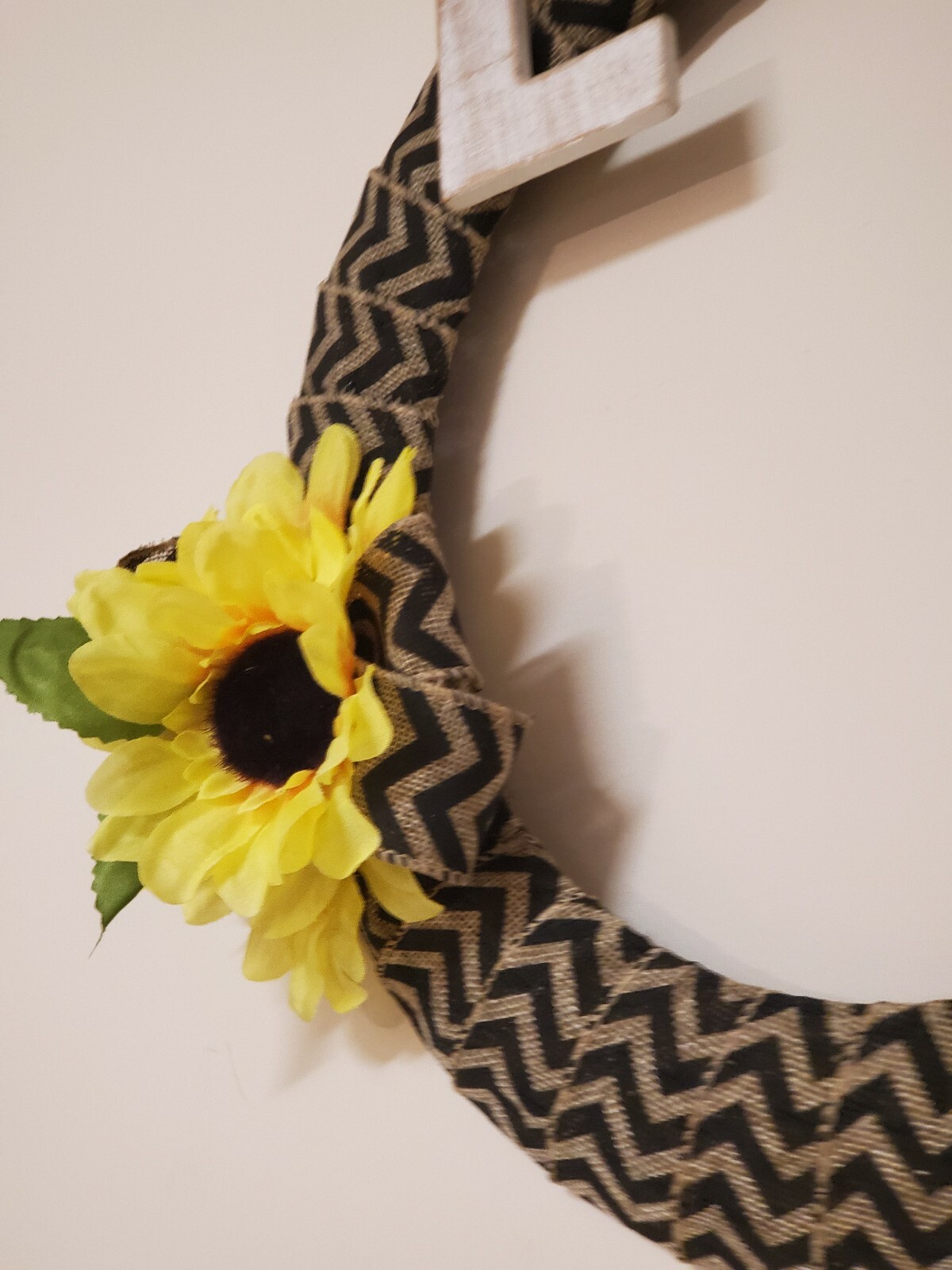 LOVE wreath FLOWERS Sunflowers black beige burlap FALL autumn Decor Front Door