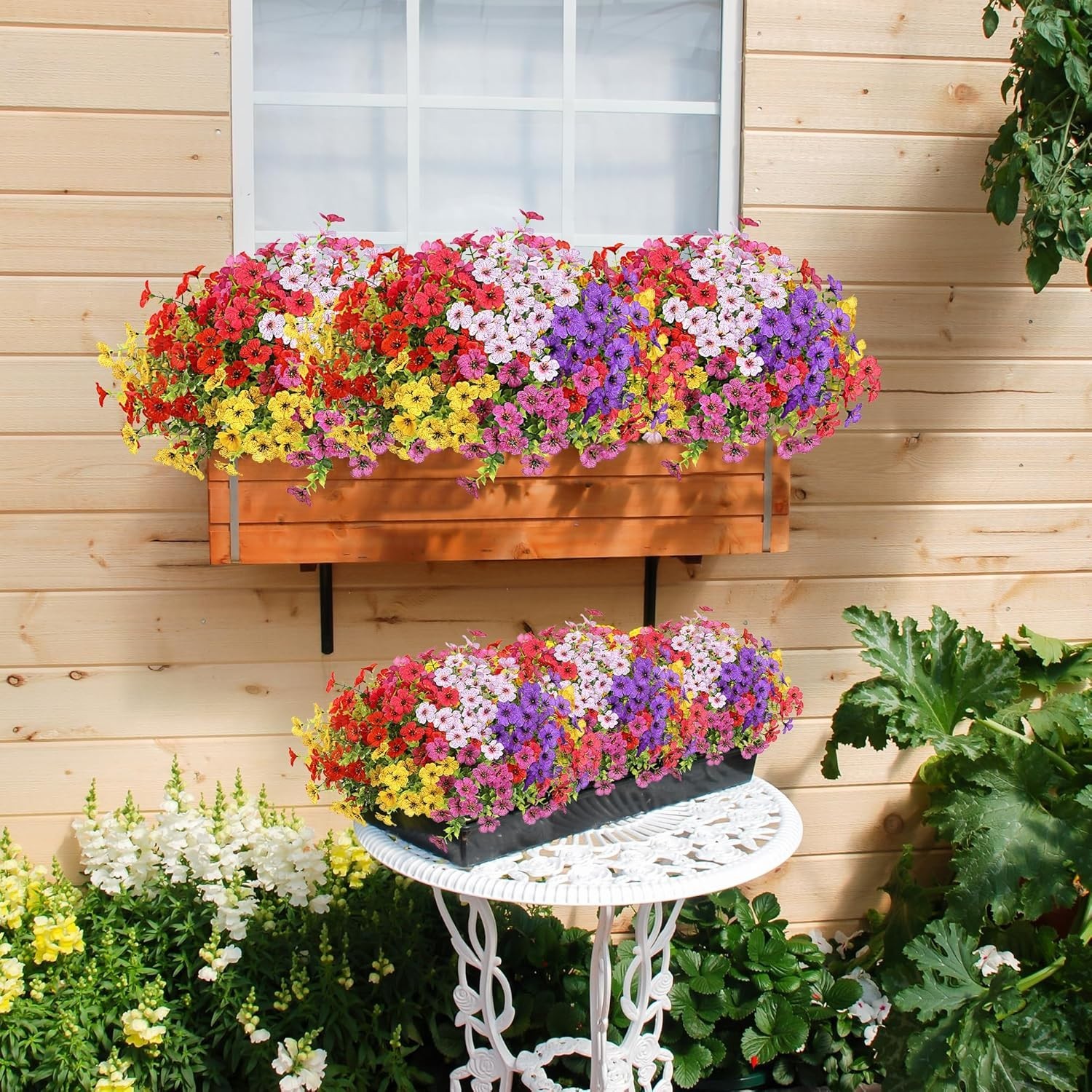 Artificial Flowers for Outdoors 12 Bundles Realistic Faux Plants UV Resistant…