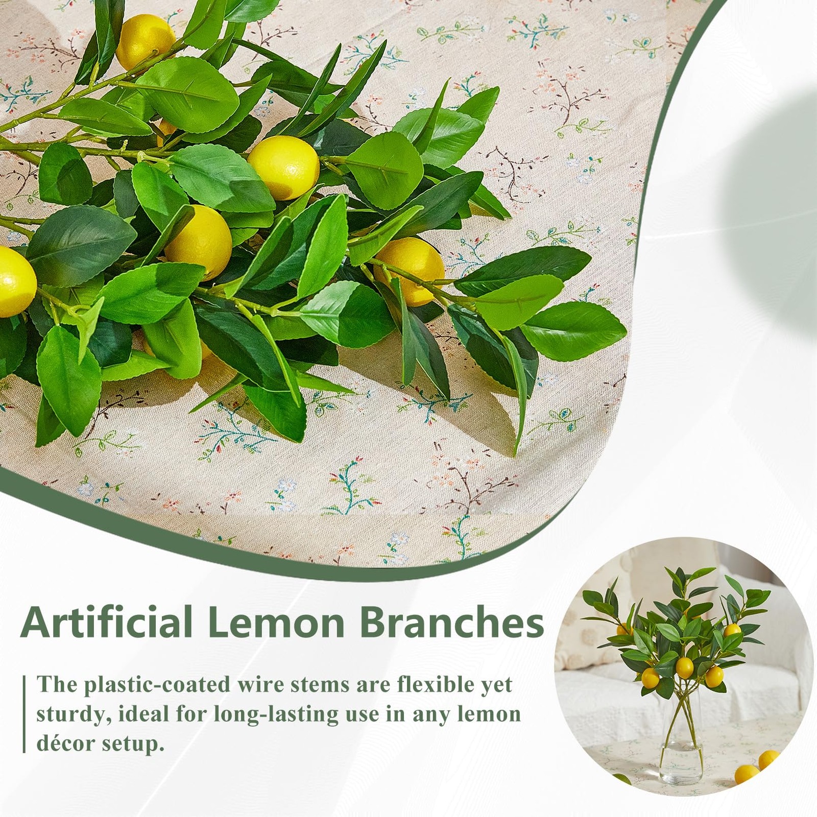3 PCS 18 Inch Artificial Lemon Branches Fake Fruit Picks Tree Decor