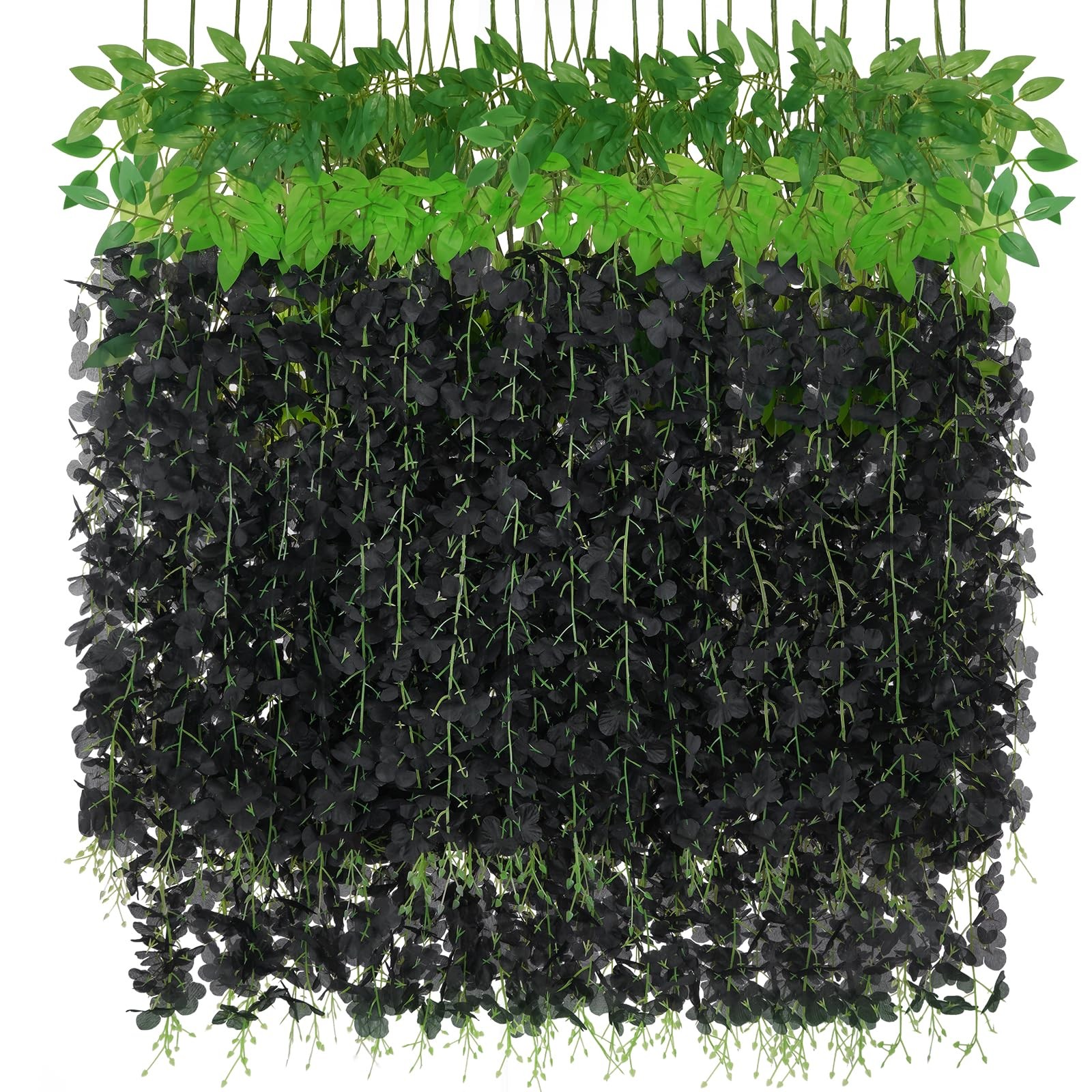 10Pcs Black Fake Wisteria Hanging Flowers, 3.6Ft/Pcs Artificial Wisteria Garl…