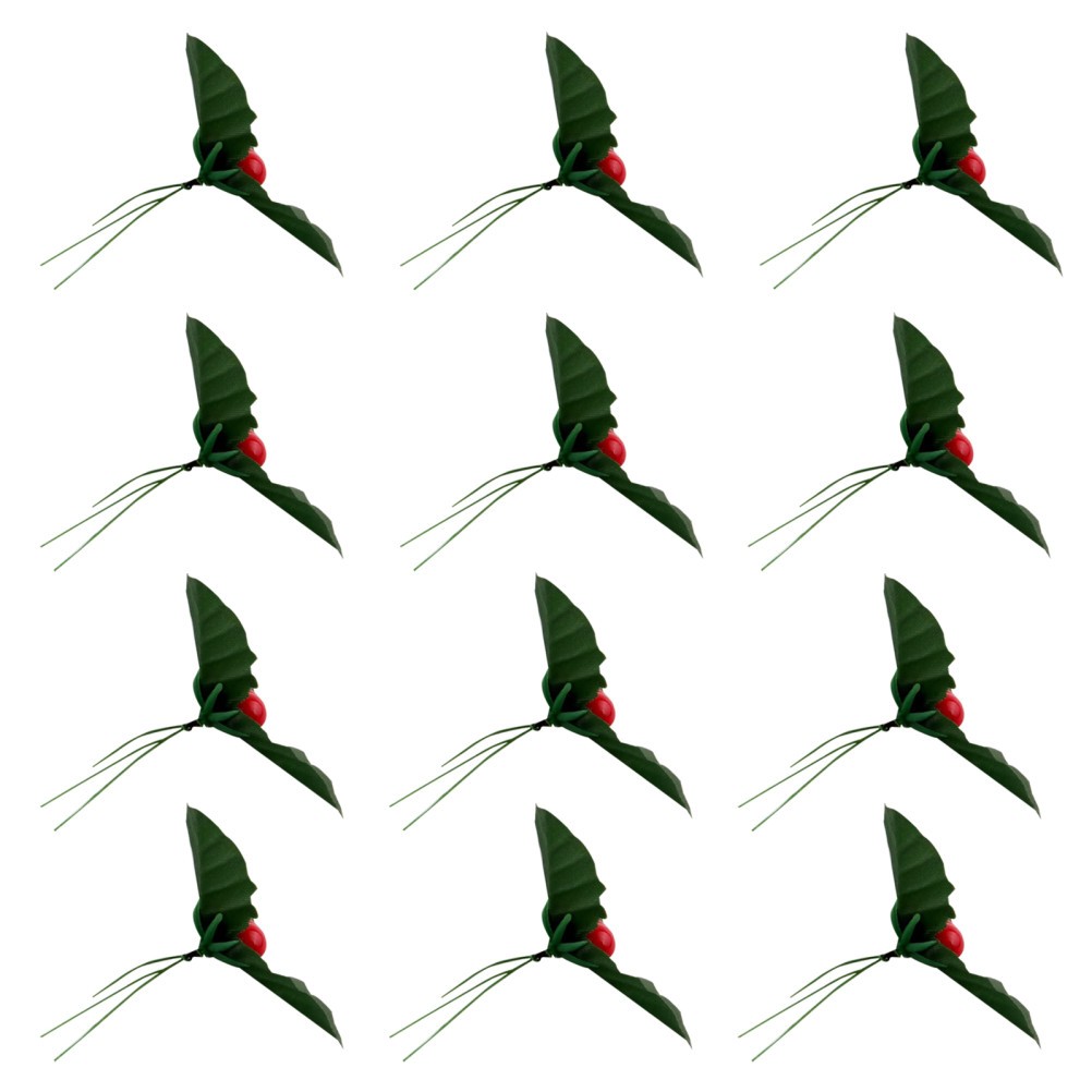 50 Pcs Artificial Red Berry Stems Faux Christmas Picks for Wreaths