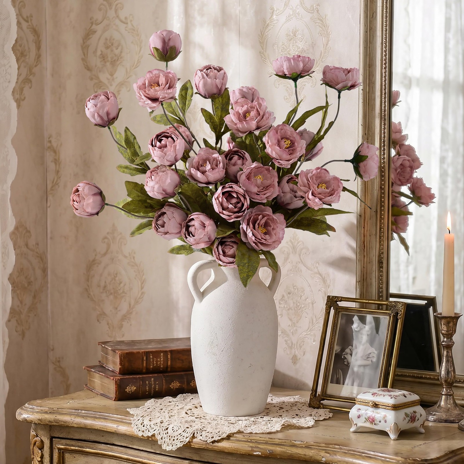 6 Pcs Faux Peonies Artificial Flowers for Vase, Vintage Silk Peony Stems for …