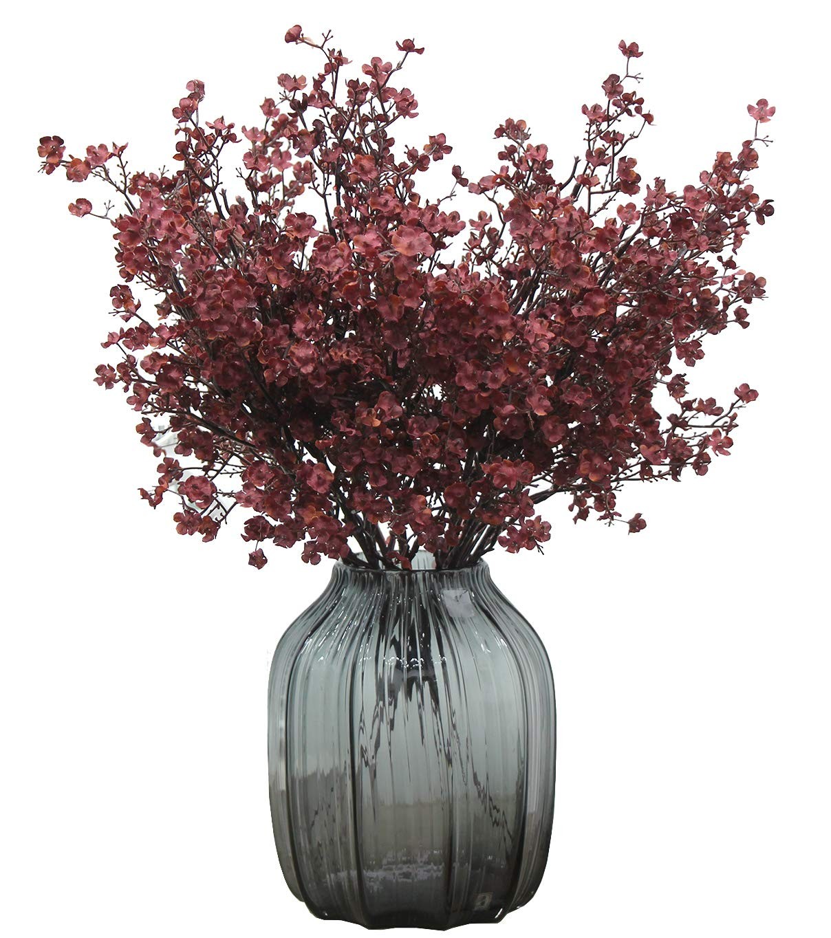 Babys Breath Silk Artificial Flowers Burgundy 6 Bundle Fall Stems Fake Plants…