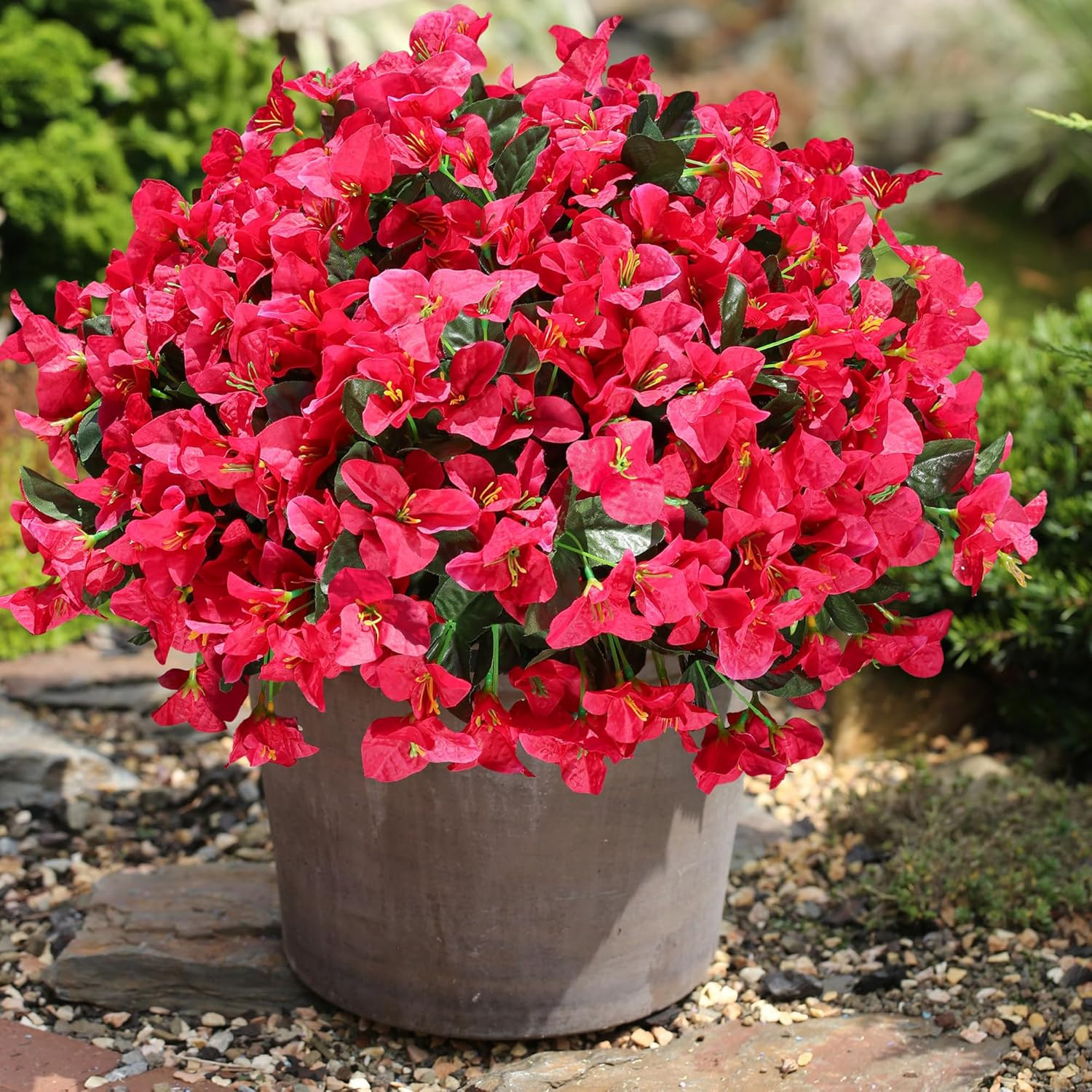 Fake Bougainvillea Artificial Flowers for Outdoors Spring Decor, 4 Bundles Outdo