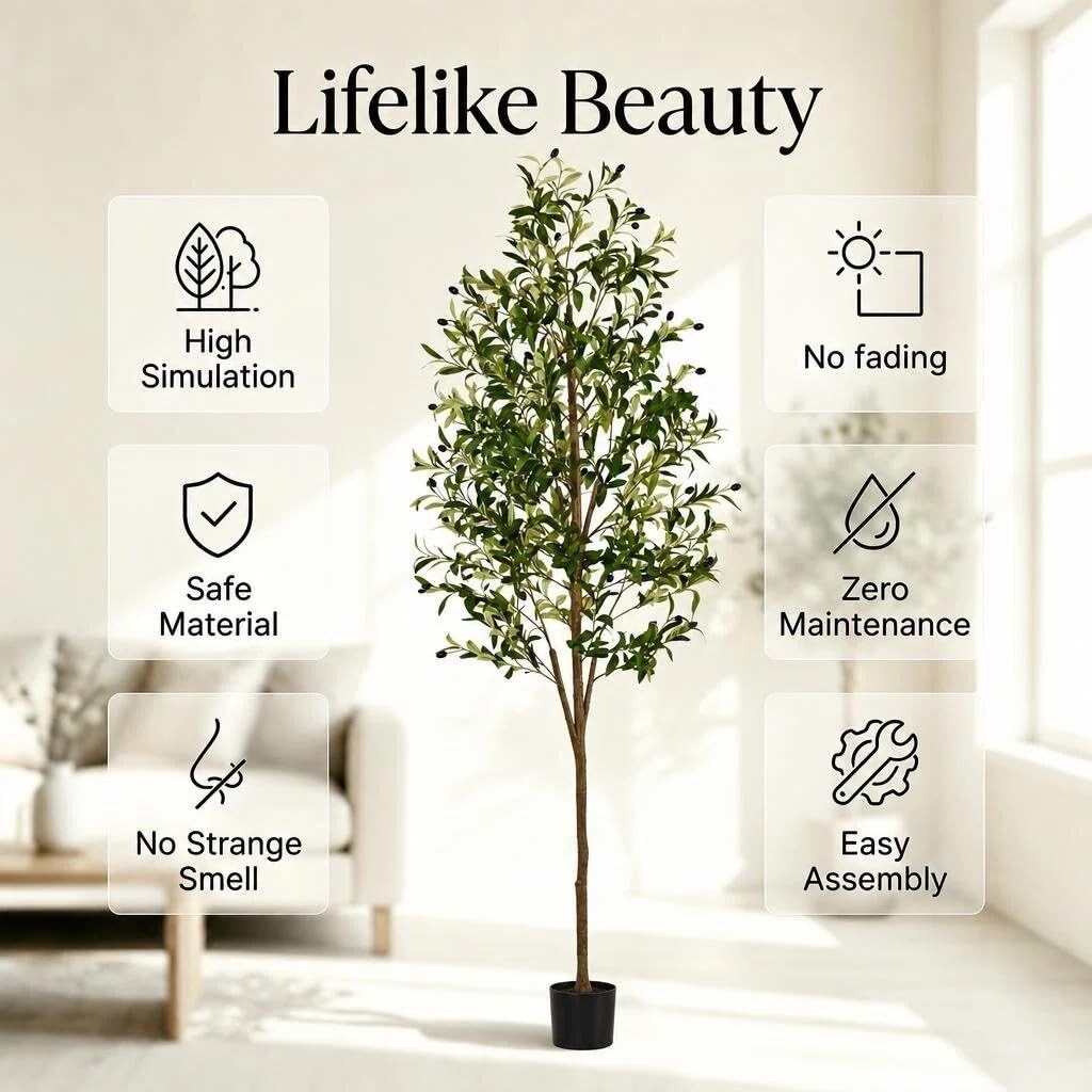 Artificial Olive Tree, 7FT Faux Olive Trees with Lifelike Olive Branches and …