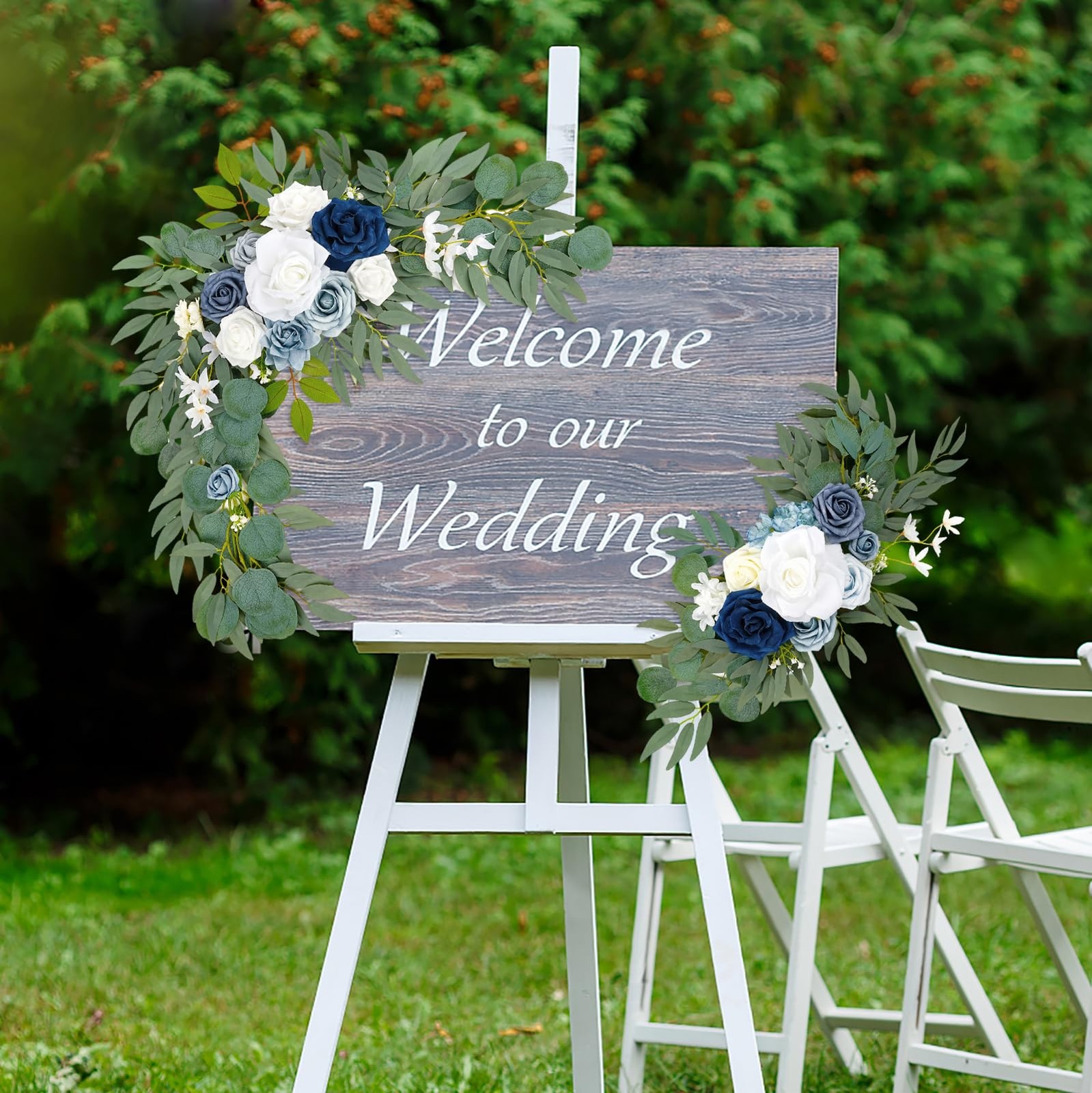 Wedding Arch Flowers (Pack of 2), Artificial Dusty Blue Flowers Faux Flower S…