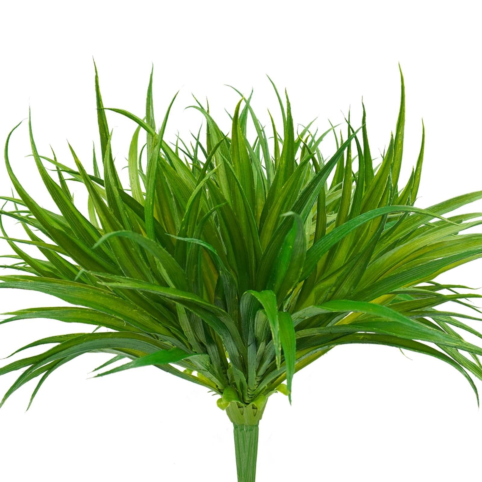 6Pcs Artificial Grass Fake Plants 17.3In 16 Leaves Outdoor Fake Grass UV Resista
