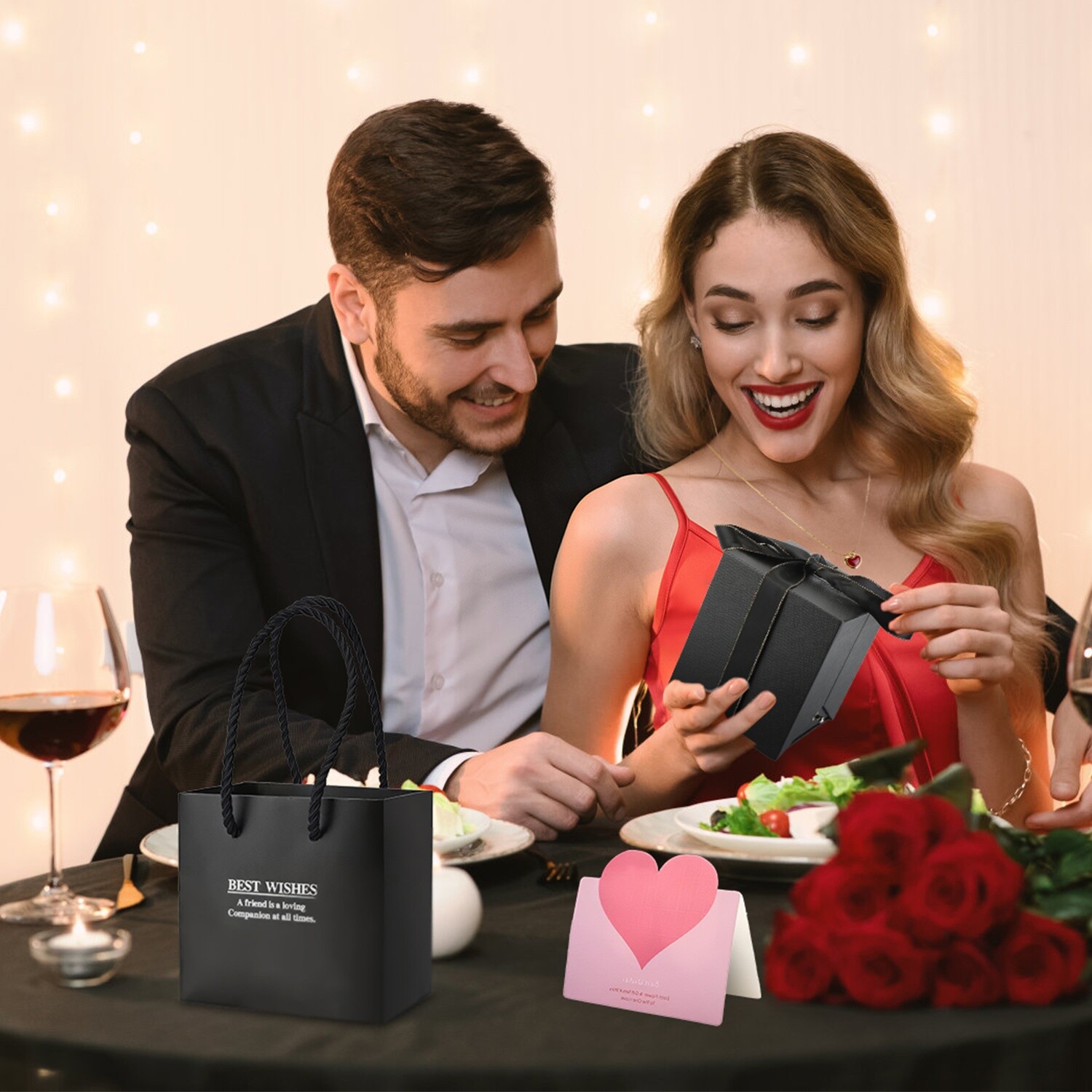 Preserved Eternal Real Rose Flower Gift Box with Heart-Shaped Necklace for Mom